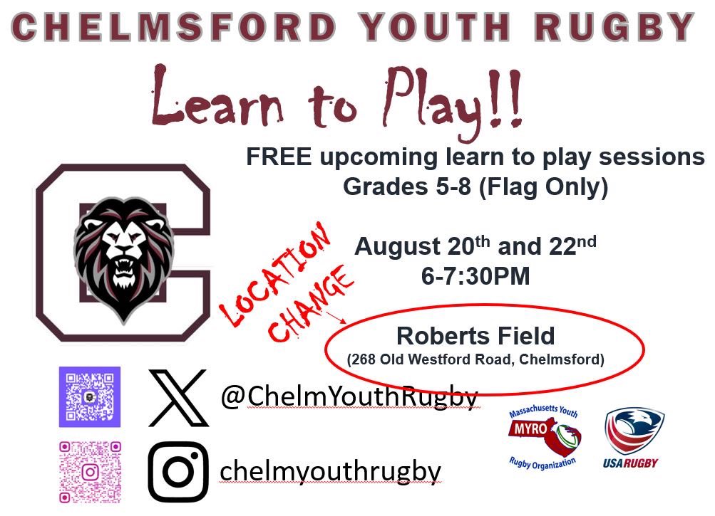 🚨🚨LOCATION CHANGE🚨🚨 This week’s FREE Learn to Play Rugby sessions have been moved to Roberts Field Chelmsford. Same time 6-730. Different pitch same game #lionhearted #noquit #riseofrugby Free to all. No experience needed. Come grow the game with us!