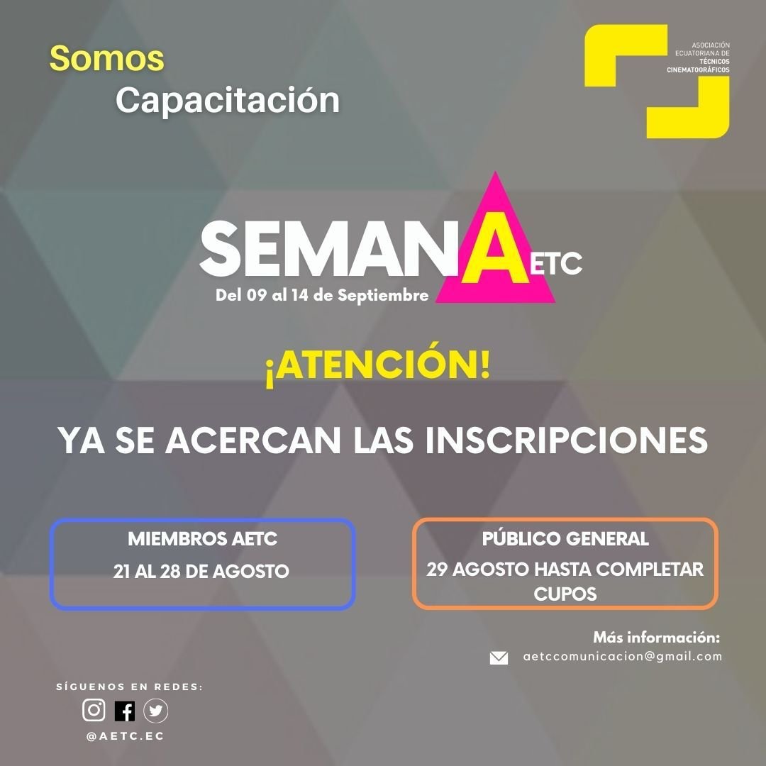 ¡Se acerca la #SemanaAETC. Talleres, conversatorios, talleristas internacionales y nacionales. ¡Nos capacitamos y nos conectamos! Para personas asociadas y no asociadas #SomosCapacitación