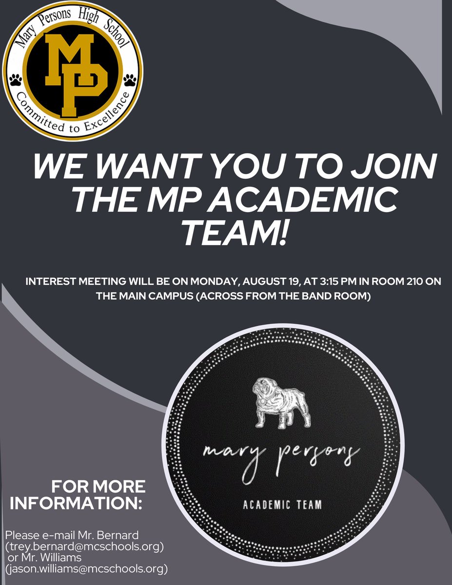 MPHSATeam's tweet photo. Looking forward to getting things started tomorrow afternoon in Room 210! Plan to meet from 3:15-3:45 to get information and get the ball rolling! https://t.co/oFF2a046ML
