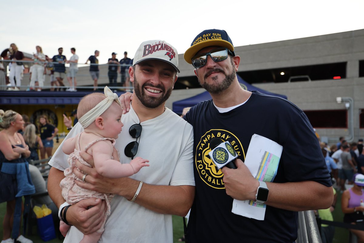 TampaBaySunFC's tweet photo. The Mayfields were in the house for our season-opener tonight! 

#TeamTampaBay https://t.co/v8EfyLAMbD