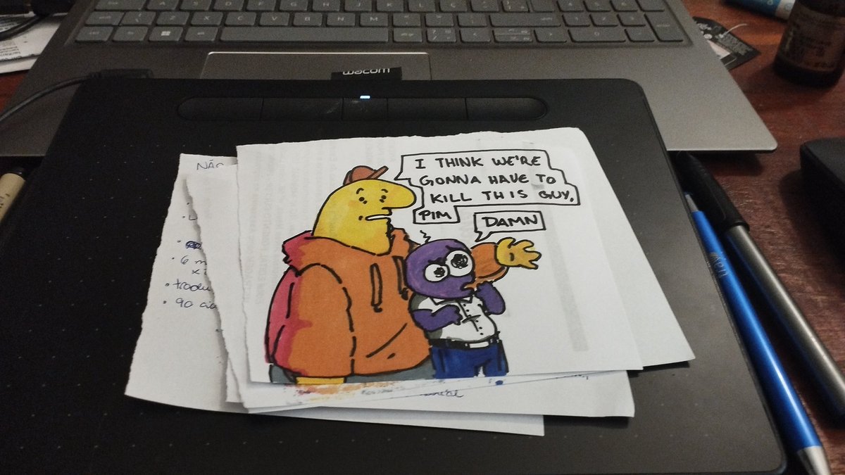 leafyy_luca's tweet photo. 🍃 silly smiling friends doodle for today :) 

started season two and I absolutely love the show xD

not really proud of the coloring on this one cause I didn't have a lighter purple but oh well.

#smilingfriends #tf2medic #doodle https://t.co/sLrbAJHFgb