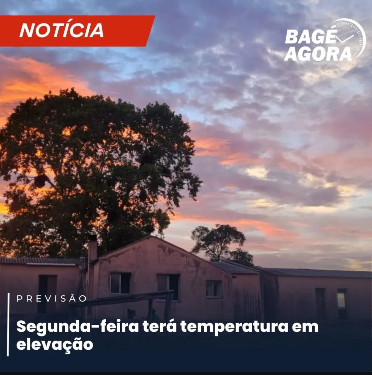 Bage_agora's tweet photo. O começo da semana será com temperatura amena. A previsão do Instituto Rio Grandense do Arroz (Irga), para Bagé, nesta segunda-feira é de uma temperatura mínima de 14 graus e máxima de 18.
📸 Márcia Collares 
#tempo #calor #temperatura #RS https://t.co/0WaS6pB0nB