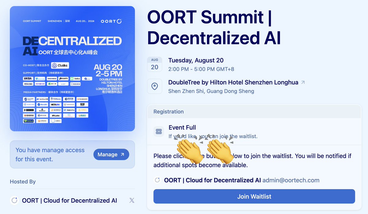 oortech's tweet photo. Wow our first in-person event in Shenzhen is fully booked! But don’t worry—RSVP to join the waitlist, and we’ll be adding guests as space opens up. Don’t miss your chance!

RSVP now: https://t.co/aKXQ0K2KxP https://t.co/wXlg3sJqtU