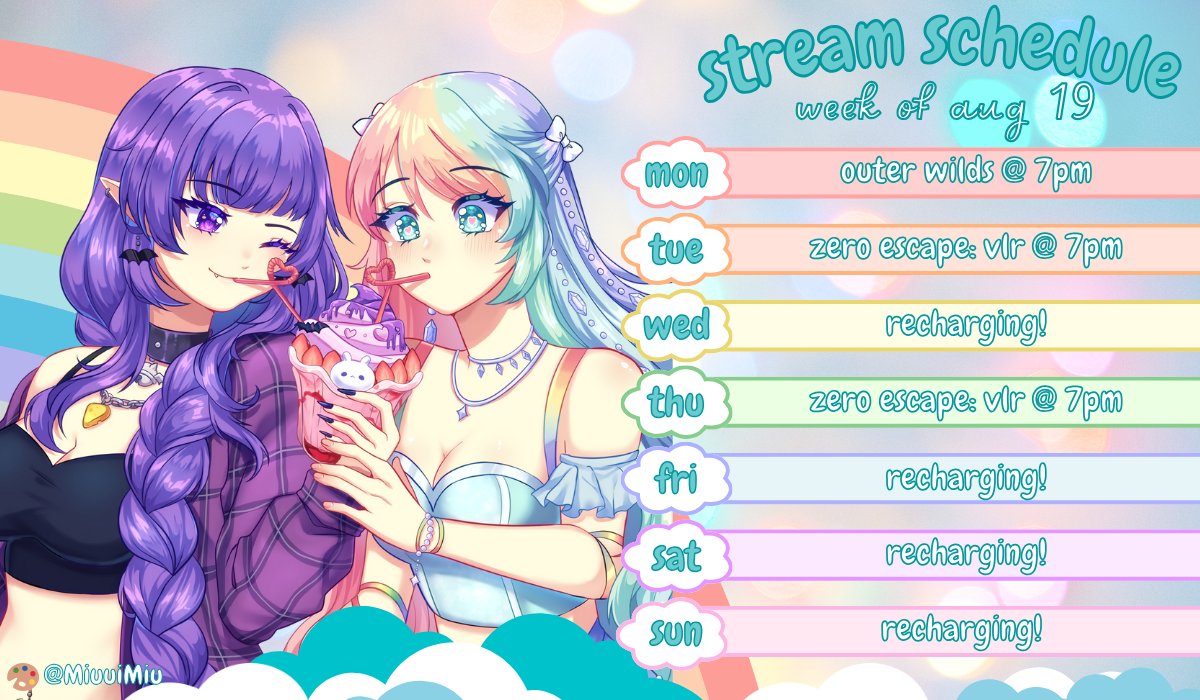 mintkirari's tweet photo. ✨Weekly Schedule✨ 

excited for another week of fun!!

#vtubersuprising #envtuber #outerwilds #zeroescapevlr https://t.co/AXoAJYAR4P