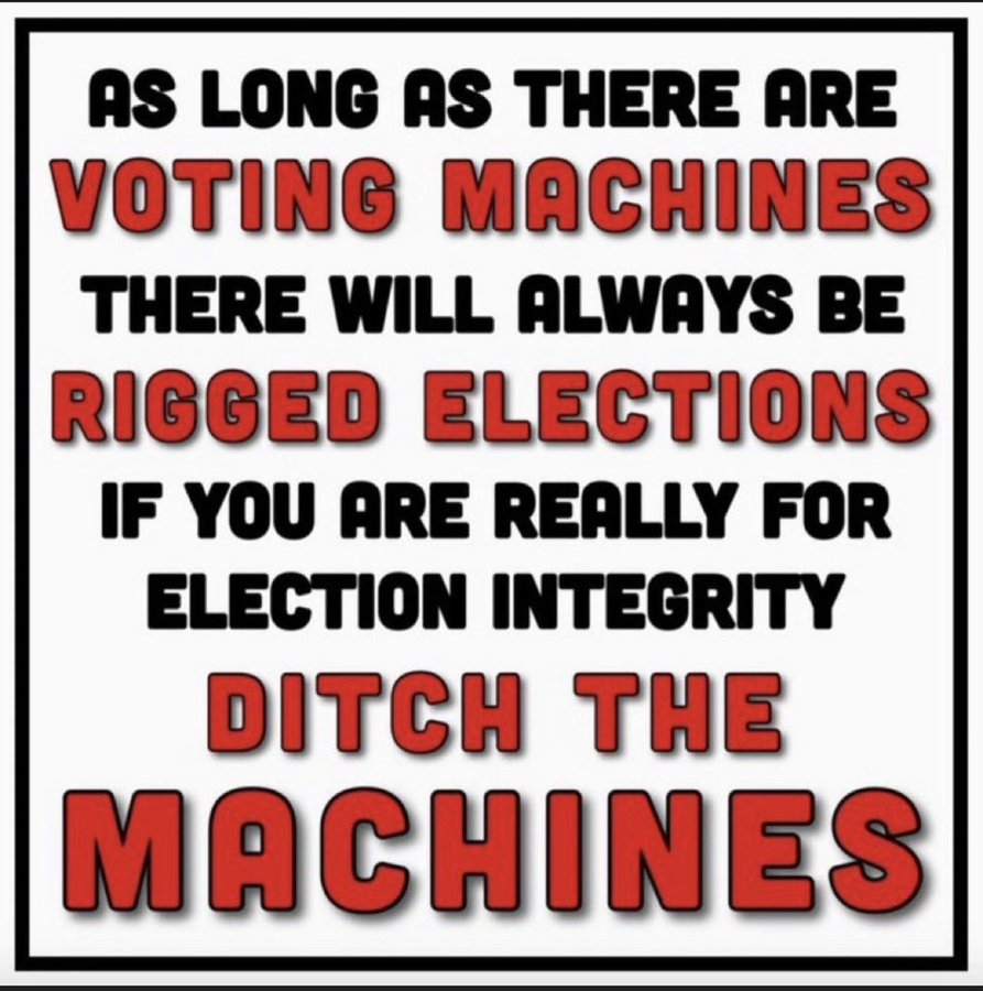 SandraXFreedom's tweet photo. As long as there are voting machines there will always be rigged elections  

 If you are really for election integrity ditch the machines!!  

Paper ballots and voter ID!! ✍️

#Election2024 https://t.co/frviM4cwuX