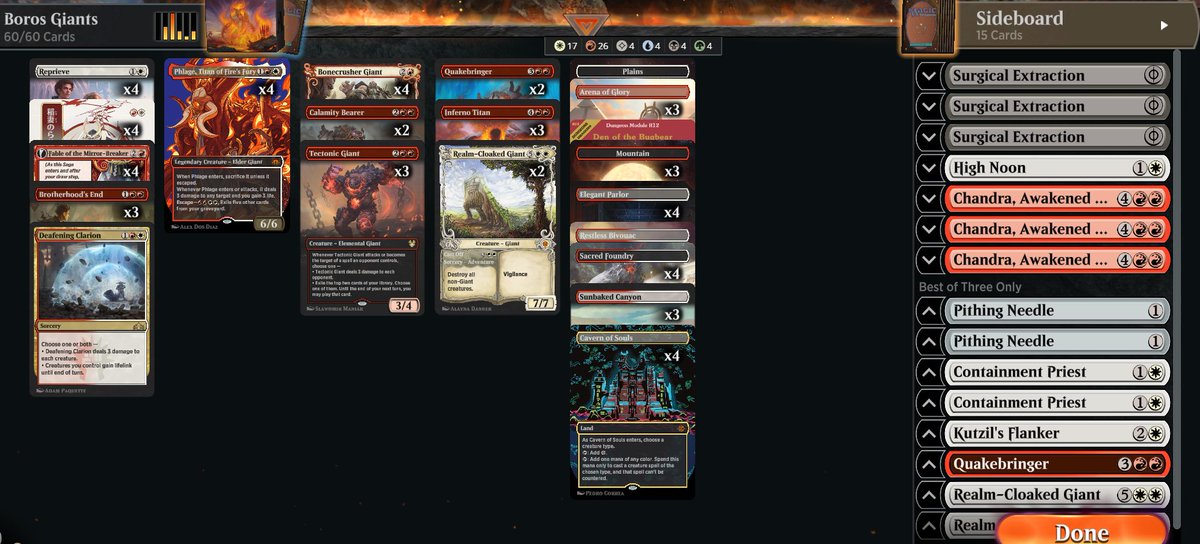 TrainerJamesMTG's tweet photo. I've had a lot of fun with my Boros Giants deck in Historic. It's a super solid deck with an impressive 27-6 record. It falls pretty hard to Mono-Green Devotion, but it's awesome against everything else. @JimDavisMTG if you need a deck to try in Historic, I recommend this one. https://t.co/XRmBfv8MhK