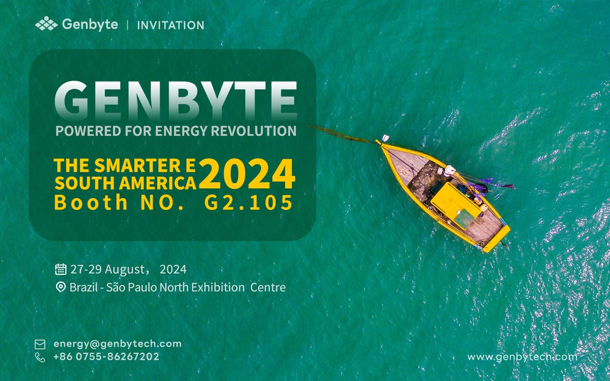 GenbyteTech's tweet photo. 🔋 Powering the Future in Brazil! 🔋
We’re thrilled to announce that #GENBYTE will be showcasing our cutting-edge new energy solutions at The samrter E in Brazil! 
🌟 Visit us at Booth: G2 105 from 27-29 August to discover the innovations driving the future of sustainable energy. https://t.co/qmyrXeJwvI