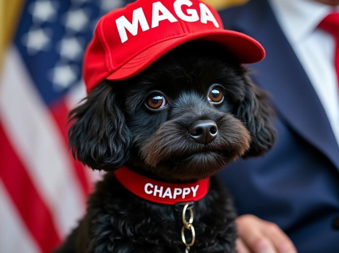 TrumpsDogChappy's tweet photo. @realDonaldTrump Woof. https://t.co/07GNe8VcFm