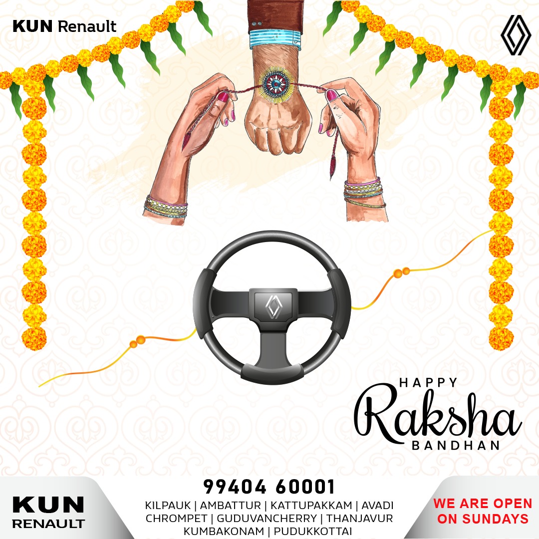 renaultkun's tweet photo. Bound by love, driven by safety. Happy Raksha Bandhan from KUN Renault! 🚗❤️

#RakshaBandhan #KUNRenault https://t.co/oKJr3IXzma