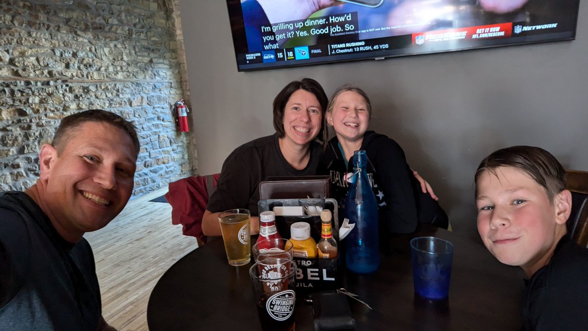 It was a solid night out to dinner at Swinging Bridge Brewing Company for dinner while also trying to explain the lyrical genius of Outkast to an 8 and 11 yr old.