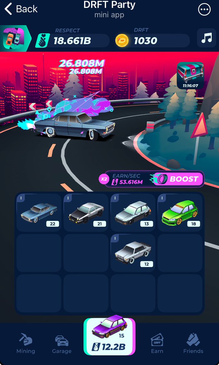 DRFT PARTY is a merge game just like catizen

 Merge car together to get another Lambo and new level 😉

Mining phase coming soon

Road map is very clear🔥 

Start here
👇👇👇

t.me/drft_party_bot…

Don't fade
#TON 
#BTC