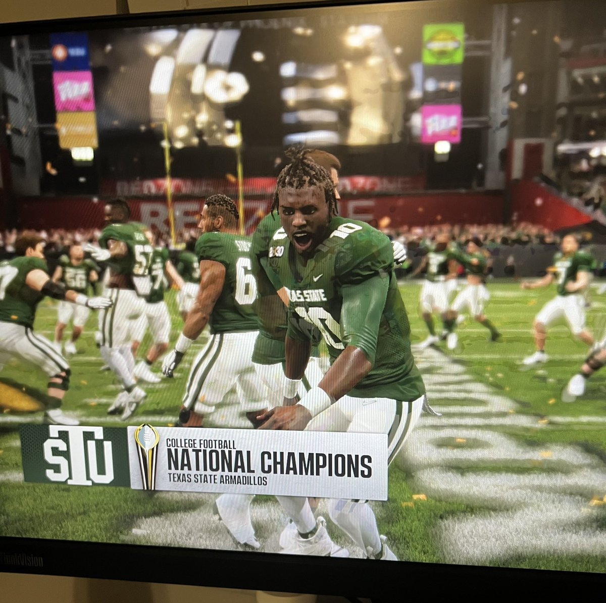 SPK_Beatz's tweet photo. After 5 years of rebuilding, we finally did it! The Texas State Armadillos are National Champions! #NecessaryRoughness https://t.co/gXWiei9h0F