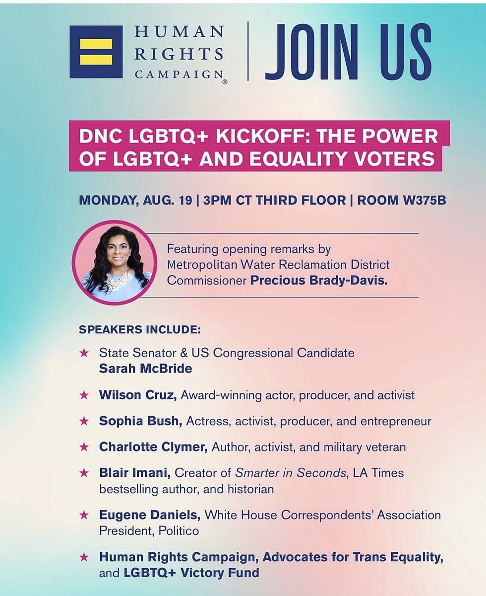 TommyHoll's tweet photo. RSVP today to attend the DNC LGBTQ+ 🌈 Kickoff tomorrow: https://t.co/hzZddRscRc 🇺🇸💙

Date: Monday, August 19 
Where: McCormick Place Third Floor | Room W375B
Time: 3:00PM - 4:15PM CST

NOTE: All guests must pass through security and on-site vetting in advance of the program. https://t.co/sw3alnA9tr