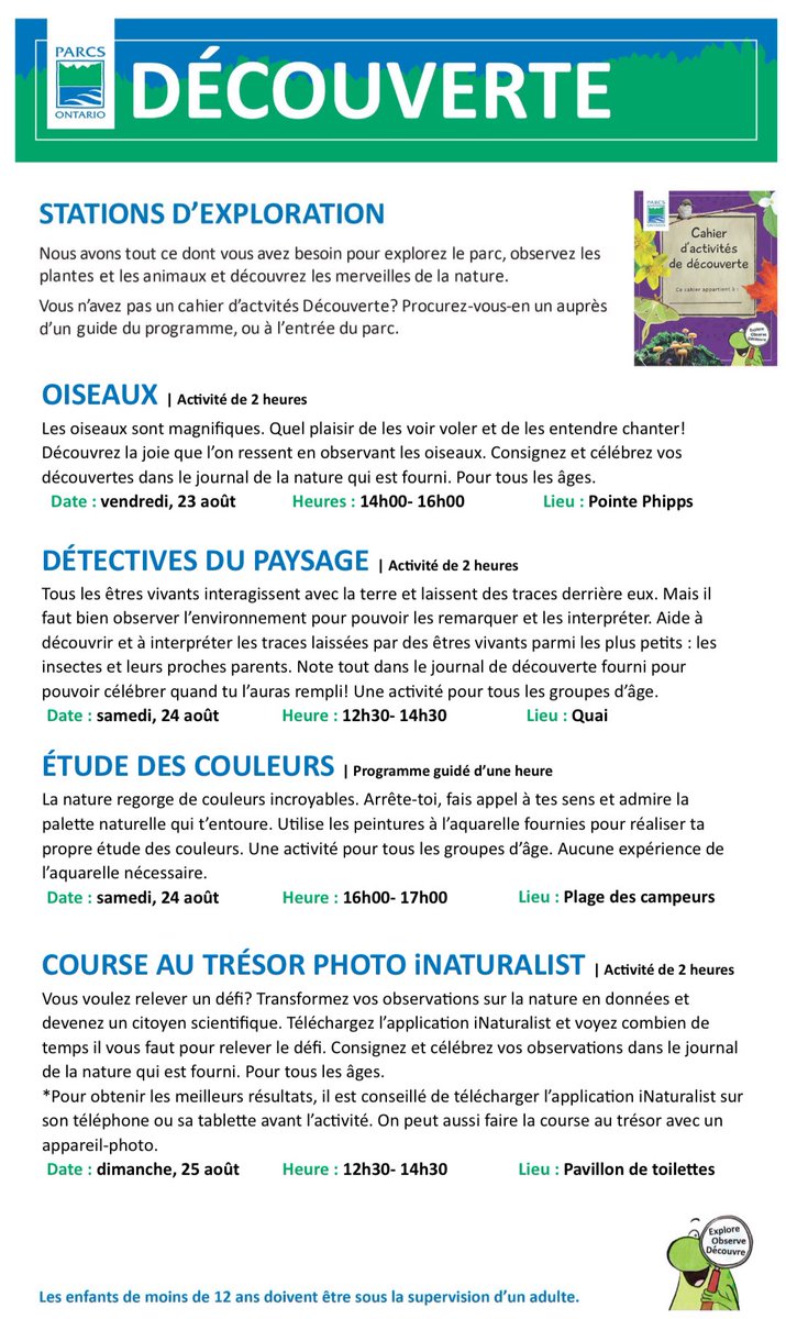 Looking for something to do this weekend? Check out our Discovery Exploration Stations!🌳🪲🌸🌺🐻
#renebrunellepp #ontarioparks #ontarioparksne #discovery

For details visit ontarioparks.ca/park/renebrune…