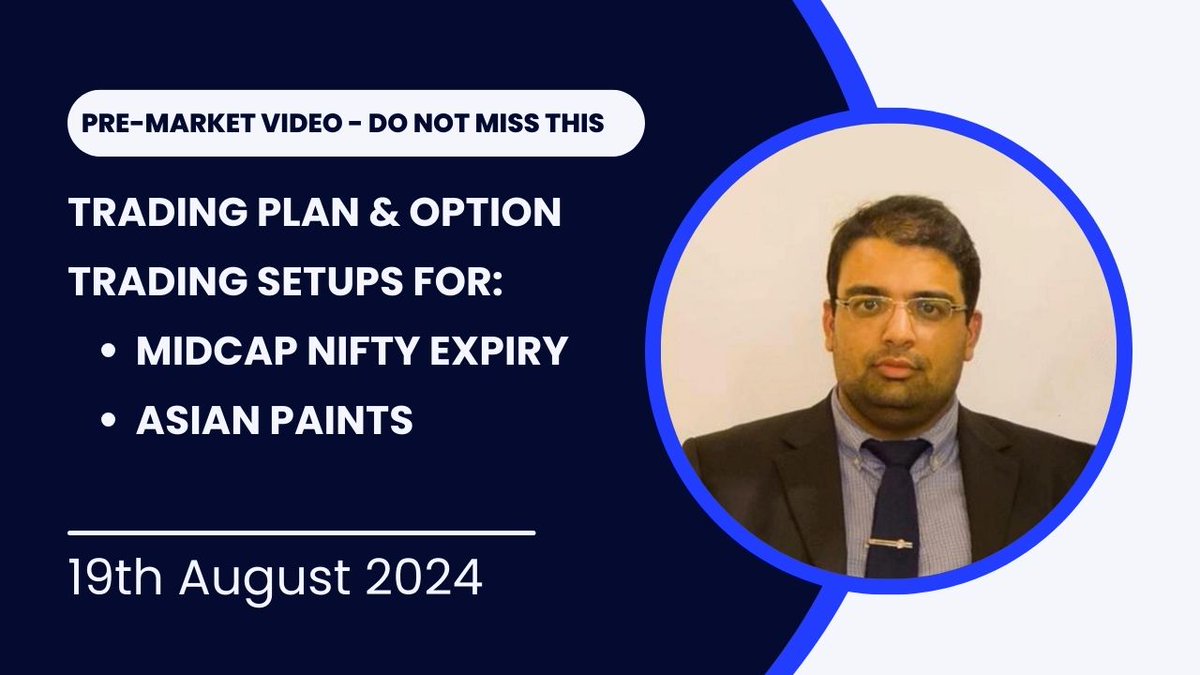 sahluwalia032's tweet photo. Nifty Midcap expiry today- come and trade with me. Shared my trading plan for option trading (19th August).

Youtube video link - https://t.co/PCVm52bcno

Also, take a look at my analysis on Asian Paints at the same time.

#NiftyMidcap #AsianPaints #MarketAtOpen #Nifty #NiftyBank #PreMarketReport #Markets #JustIn #NDTVProfit #NDTVProfitStocks #NDTVProfitMarkets #StockMarket #Options