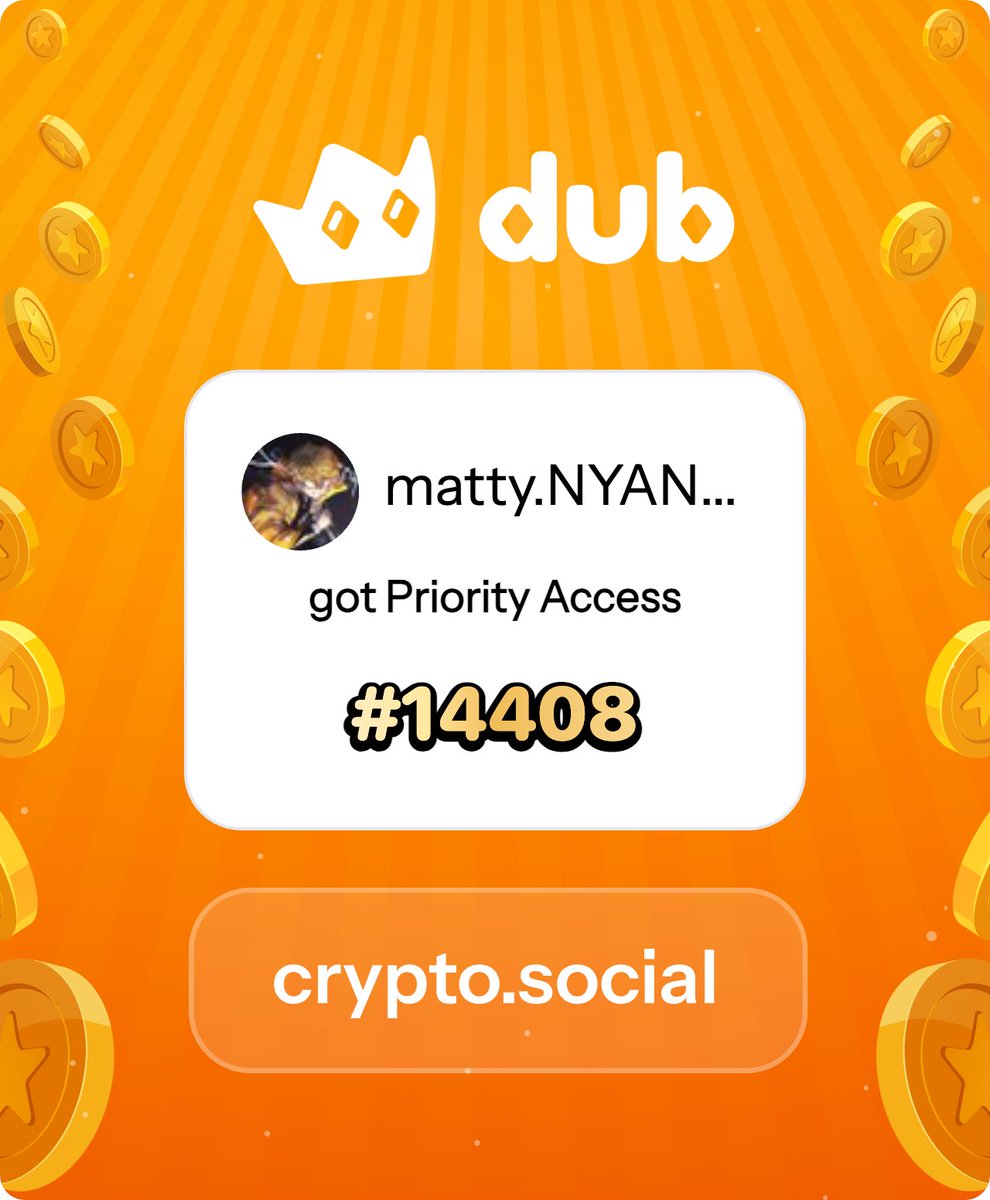 mattydoesnfts's tweet photo. I just got Priority Access to Dub! Let’s make memecoins PvE again. Get in early™. https://t.co/CncXlDsPNS https://t.co/ccBd7bwhAJ
