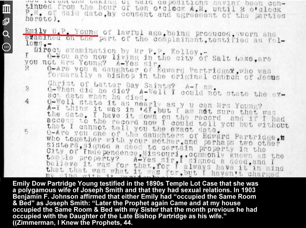 secrets_mormon's tweet photo. JOSEPH SMITH’S SEX WITH SETS OF SISTERS

The first Bishop of the Church was Edward Partridge. When he died, he left behind two daughters - Emily (16 years old) and Eliza (20 years old). The sisters sought out work opportunities to support themselves. Joseph Smith moved the sisters into his own home in Nauvoo. About a year later, in March 1843, Smith secretly married the two girls behind his wife's back.

Emily wrote in her journal, "This was done without the knowledge of Emma Smith."

However, Joseph Smith feared that Emma would learn about the secret marriages and pressed Emma to accept the idea of plural marriage. After much reluctance, she gave consent (later to be withdrawn) for Smith to marry a few other women. Smith tricked Emma into agreeing to let him marry Emily and Eliza. He manipulated her into choosing these two girls, letting her think it was her own choice.

Emily wrote in her diary:

"Two months afterward [Emma] consented to give her husband two wives, providing he would give her the privilege of choosing them. She accordingly chose my sister Eliza and myself, and to save family trouble Brother Joseph thought it best to have another ceremony performed. Accordingly on the 11th of May, 1843, we were sealed to Joseph Smith a second time, in Emma’s presence … From that very hour, however, Emma was our bitter enemy. We remained in the family several months after this, but things went from bad to worse until we were obligated to leave the house and find another home.”

The teenaged Emily Partridge said she “roomed” with the 36-year-old Joseph Smith the night following her marriage to him, and that they had “carnal intercourse”.

In 1903, Benjamin F. Johnson, the brother of Smith’s plural wives Almera and Delcena Johnson, told the Deseret News that he had provided a room in his own house for Joseph Smith to spend nights with Emily’s sister, Eliza Partridge. Johnson left five records confirming that his own sister, Almera, had sexual relations with Smith.

According to one unconfirmed statement from “Mrs. J.” (suspected to be the wife of Benjamin F. Johnson):

“Eliza Partridge, one of the many girls sealed to the prophet, used to sew in Emma’s room. Once, while Joseph was absent, Emma got to fighting with Eliza and threw her down the stairs. ‘That finished my sewing there,’ Eliza used to say.”

Whether that report is true, it is clear from Emily Partridge’s diary that despite Emma’s attempt to tolerate Smith’s relations with these other women, she simply could not do it. For a time, she allowed the new wives to live in the same home, but that came to a swift end.

Smith had told Emma that he was "restoring" an ancient, Old Testament practice. But that is a lie. Under Levitical law, it was strictly forbidden for a man to marry one sister and then another – possibly due to the fierce rivalry of Leah and Rachel, the sisters who married Jacob in the Genesis story. Whatever the reason for the prohibition, the law of Moses clearly forbade a man to have sexual relations with sisters.

Leviticus 18:18 states:

"Do not take your wife's sister as a rival wife and have sexual relations with her while your wife is living."

Smith's marrying of the Partridge sisters was a direct violation of this prohibition from God.  Smith wed not only the Partridge sisters, but also the Lawrence sisters, Sarah and Maria. These marriages included cohabitation, as attested to under oath by another of Smith's wives, Lucy Walker.

In a 1902 affidavit, Lucy said:

"I was a plural wife of the Prophet Joseph Smith... [Emma] was well aware that he associated and cohabited with them as wives. The names of these women are Eliza and Emily Partridge, and Maria and Sarah Lawrence, all of whom knew that I too was his wife."

In case there is any question in your mind as to whether this cohabitation included sexual relations, Lucy Walker also said in 1887:

"[Emma] was aware that [Joseph] associated with them as wives within the meaning of all that word implies. This is proven by the fact that she herself, on several occasions, kept guard at the door to prevent disinterested persons from intruding..."

During the 1902 Temple Lot court case, Walker was asked under oath if she had lived together with Smith as his wife in all that word implies. She said, "He was my husband, sir." When asked if she spent the night with Smith on the day they were married, Walker refused to answer. And when pressed further, she replied that she could not be forced to answer that question. It is revealing that, not once, did Walker deny under oath that she slept with Smith.

(In addition to the Partridge sisters, the Lawrence sisters and the Johnson sisters, Smith also married the Huntington sisters.)

Beyond Smith’s practice of marrying sister pairs, he also married two sets of mothers and daughters: Patty Bartlett Sessions and her daughter Sylvia Porter Sessions and Clarissa Reed Hancock and her daughter Nancy Marinda Johnson. This was a violation of God's law.  Leviticus 18:17 clearly indicates that marrying mother-daughter pairs was "wickedness".

Mormons who stick their heads in the sand and refuse to acknowledge the overwhelming amount of evidence of Smith’s lecherous behaviors are lying to themselves. And, Mormons who defend Joseph Smith's adulteries do so at the expense of their own integrity.

What Smith did was not lawful under the state of Illinois and it was also a violation of the laws of God. God did not send an angel with a flaming sword to threaten to kill Smith unless women agreed to secretly marry and/or fornicate with him. Smith was an adulterer who used his status and influence as a "prophet" to prey upon women to gratify his own narcissistic hubris and his unbridled lusts.

Sources:

https://t.co/gYIe8aO7wH

https://t.co/ePCnTmXHBv

https://t.co/OHCqrdK2cu

https://t.co/uxpFVHB9U0

https://t.co/FKxU8K2hWW

https://t.co/jfbM82YfjF

https://t.co/jAUIO795vi

https://t.co/SYToi2aKXB

https://t.co/4KGfVg2HVE

https://t.co/bpcwoLQlSx 
(Benjamin Johnson testimonies)

https://t.co/TsCfh0s5st

https://t.co/kDwYKGGZMG

https://t.co/h1Ds2s9uYe

https://t.co/UqoY5X39KR