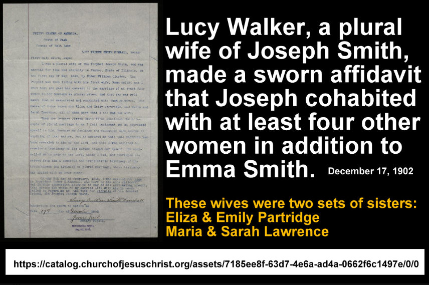 secrets_mormon's tweet photo. JOSEPH SMITH’S SEX WITH SETS OF SISTERS

The first Bishop of the Church was Edward Partridge. When he died, he left behind two daughters - Emily (16 years old) and Eliza (20 years old). The sisters sought out work opportunities to support themselves. Joseph Smith moved the sisters into his own home in Nauvoo. About a year later, in March 1843, Smith secretly married the two girls behind his wife's back.

Emily wrote in her journal, "This was done without the knowledge of Emma Smith."

However, Joseph Smith feared that Emma would learn about the secret marriages and pressed Emma to accept the idea of plural marriage. After much reluctance, she gave consent (later to be withdrawn) for Smith to marry a few other women. Smith tricked Emma into agreeing to let him marry Emily and Eliza. He manipulated her into choosing these two girls, letting her think it was her own choice.

Emily wrote in her diary:

"Two months afterward [Emma] consented to give her husband two wives, providing he would give her the privilege of choosing them. She accordingly chose my sister Eliza and myself, and to save family trouble Brother Joseph thought it best to have another ceremony performed. Accordingly on the 11th of May, 1843, we were sealed to Joseph Smith a second time, in Emma’s presence … From that very hour, however, Emma was our bitter enemy. We remained in the family several months after this, but things went from bad to worse until we were obligated to leave the house and find another home.”

The teenaged Emily Partridge said she “roomed” with the 36-year-old Joseph Smith the night following her marriage to him, and that they had “carnal intercourse”.

In 1903, Benjamin F. Johnson, the brother of Smith’s plural wives Almera and Delcena Johnson, told the Deseret News that he had provided a room in his own house for Joseph Smith to spend nights with Emily’s sister, Eliza Partridge. Johnson left five records confirming that his own sister, Almera, had sexual relations with Smith.

According to one unconfirmed statement from “Mrs. J.” (suspected to be the wife of Benjamin F. Johnson):

“Eliza Partridge, one of the many girls sealed to the prophet, used to sew in Emma’s room. Once, while Joseph was absent, Emma got to fighting with Eliza and threw her down the stairs. ‘That finished my sewing there,’ Eliza used to say.”

Whether that report is true, it is clear from Emily Partridge’s diary that despite Emma’s attempt to tolerate Smith’s relations with these other women, she simply could not do it. For a time, she allowed the new wives to live in the same home, but that came to a swift end.

Smith had told Emma that he was "restoring" an ancient, Old Testament practice. But that is a lie. Under Levitical law, it was strictly forbidden for a man to marry one sister and then another – possibly due to the fierce rivalry of Leah and Rachel, the sisters who married Jacob in the Genesis story. Whatever the reason for the prohibition, the law of Moses clearly forbade a man to have sexual relations with sisters.

Leviticus 18:18 states:

"Do not take your wife's sister as a rival wife and have sexual relations with her while your wife is living."

Smith's marrying of the Partridge sisters was a direct violation of this prohibition from God.  Smith wed not only the Partridge sisters, but also the Lawrence sisters, Sarah and Maria. These marriages included cohabitation, as attested to under oath by another of Smith's wives, Lucy Walker.

In a 1902 affidavit, Lucy said:

"I was a plural wife of the Prophet Joseph Smith... [Emma] was well aware that he associated and cohabited with them as wives. The names of these women are Eliza and Emily Partridge, and Maria and Sarah Lawrence, all of whom knew that I too was his wife."

In case there is any question in your mind as to whether this cohabitation included sexual relations, Lucy Walker also said in 1887:

"[Emma] was aware that [Joseph] associated with them as wives within the meaning of all that word implies. This is proven by the fact that she herself, on several occasions, kept guard at the door to prevent disinterested persons from intruding..."

During the 1902 Temple Lot court case, Walker was asked under oath if she had lived together with Smith as his wife in all that word implies. She said, "He was my husband, sir." When asked if she spent the night with Smith on the day they were married, Walker refused to answer. And when pressed further, she replied that she could not be forced to answer that question. It is revealing that, not once, did Walker deny under oath that she slept with Smith.

(In addition to the Partridge sisters, the Lawrence sisters and the Johnson sisters, Smith also married the Huntington sisters.)

Beyond Smith’s practice of marrying sister pairs, he also married two sets of mothers and daughters: Patty Bartlett Sessions and her daughter Sylvia Porter Sessions and Clarissa Reed Hancock and her daughter Nancy Marinda Johnson. This was a violation of God's law.  Leviticus 18:17 clearly indicates that marrying mother-daughter pairs was "wickedness".

Mormons who stick their heads in the sand and refuse to acknowledge the overwhelming amount of evidence of Smith’s lecherous behaviors are lying to themselves. And, Mormons who defend Joseph Smith's adulteries do so at the expense of their own integrity.

What Smith did was not lawful under the state of Illinois and it was also a violation of the laws of God. God did not send an angel with a flaming sword to threaten to kill Smith unless women agreed to secretly marry and/or fornicate with him. Smith was an adulterer who used his status and influence as a "prophet" to prey upon women to gratify his own narcissistic hubris and his unbridled lusts.

Sources:

https://t.co/gYIe8aO7wH

https://t.co/ePCnTmXHBv

https://t.co/OHCqrdK2cu

https://t.co/uxpFVHB9U0

https://t.co/FKxU8K2hWW

https://t.co/jfbM82YfjF

https://t.co/jAUIO795vi

https://t.co/SYToi2aKXB

https://t.co/4KGfVg2HVE

https://t.co/bpcwoLQlSx 
(Benjamin Johnson testimonies)

https://t.co/TsCfh0s5st

https://t.co/kDwYKGGZMG

https://t.co/h1Ds2s9uYe

https://t.co/UqoY5X39KR