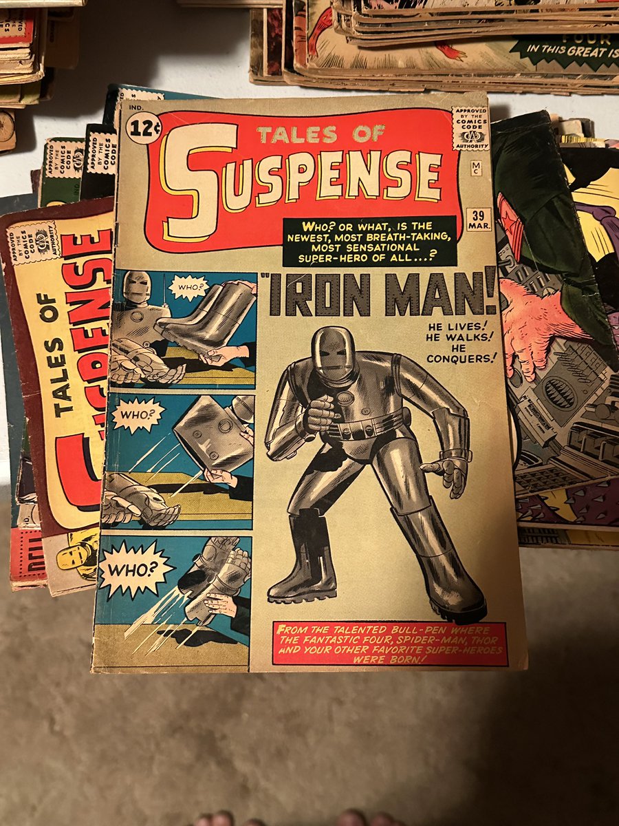 BlackCatAuction's tweet photo. When your digging through your buddy’s dad’s comic collection from the 50s/60s and this is just casually lying there #comic #comicbookart #IronMan @NicodemusEnter1 https://t.co/U9qizHsmSb