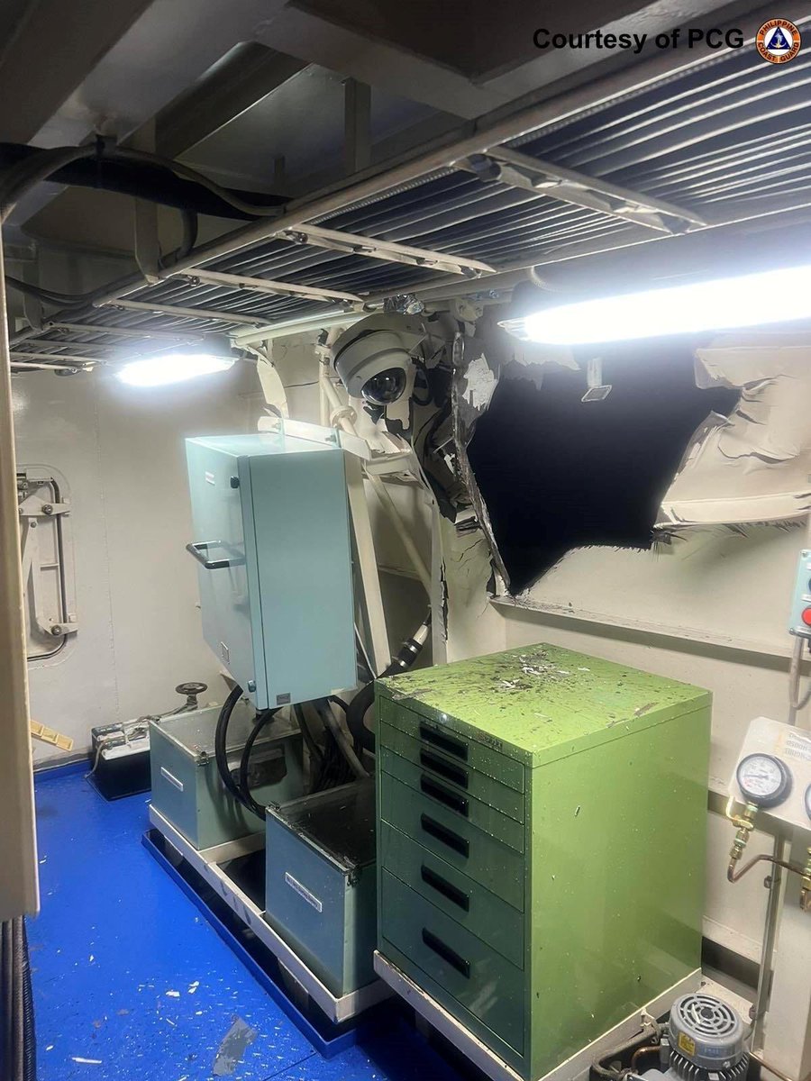 jaytaryela's tweet photo. Read out statement of ADG Jonathan Malaya:

Statement of the NTFWPS

China Coast Guard Vessels Collide with Philippine Coast Guard Vessels Due to Dangerous and Illegal Maneuvers

This morning, the Philippine Coast Guard (PCG) vessels BRP Bagacay (MRRV-4410) and BRP Cape Engaño (MRRV-4411) encountered unlawful and agressive maneuvers from Chinese Coast Guard vessels while en route to Patag and Lawak Islands in the West Philippine Sea. These dangerous manuevers resulted in collisions, causing structural damage to both PCG vessels.

At approximately 3:24 AM, while navigating about 23.01 nautical miles southeast of Escoda Shoal, BRP Cape Engaño was subjected to aggressive maneuvers by CCGV-3104. This resulted in a collision with the starboard beam of the vessel, creating a hole on the deck with an approximate diameter of 5 inches.

Shortly after, at 3:40 AM, BRP Bagacay approximately 21.3 nautical miles southeast of Escoda Shoal—was rammed twice on both her port and starboard sides by CCGV 21551, leading to minor structural damage.

Despite these incidents, both PCG vessels remain committed to and shall proceed with their mission of delivering essential supplies to personnel stationed on Patag and Lawak Islands. The PCG stands firm in its responsibility to ensure the safety and security of our maritime domain while addressing any threats to our national interests.

The National Task Force for the West Philippine Sea urges restraint and adherence to the United Nations Convention on the Law of the Sea and other relevant international laws to prevent further escalations and ensure the safety of all vessels operating in the region.