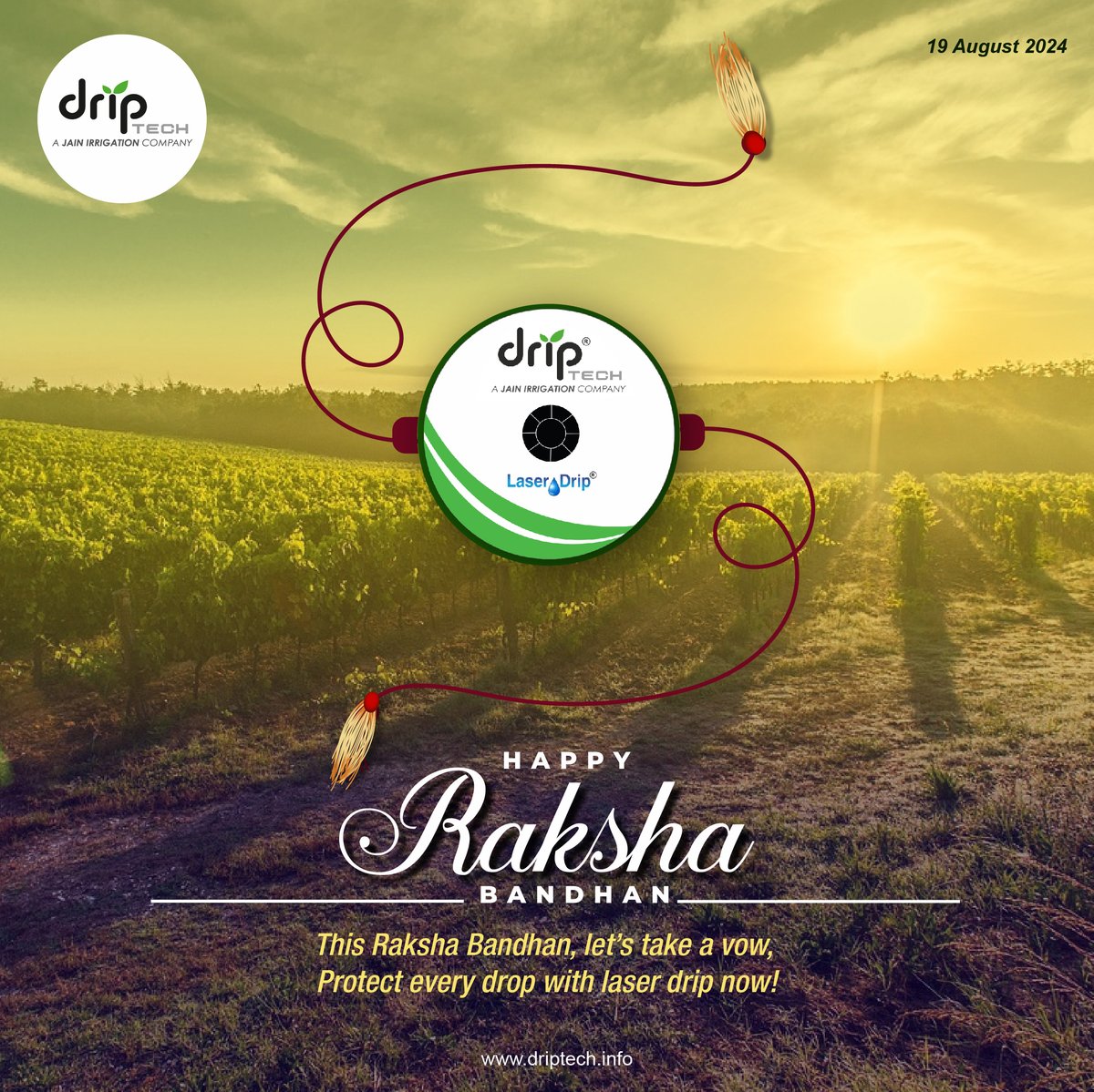 Driptech's tweet image. Let&apos;s not only celebrate the bond of protection but also protect something precious – water. With Laser Drip, we ensure that every drop is used efficiently, nourishing our crops and saving the planet.
#happyrakshabandhan #driptech #driptechindia #driptechglobal