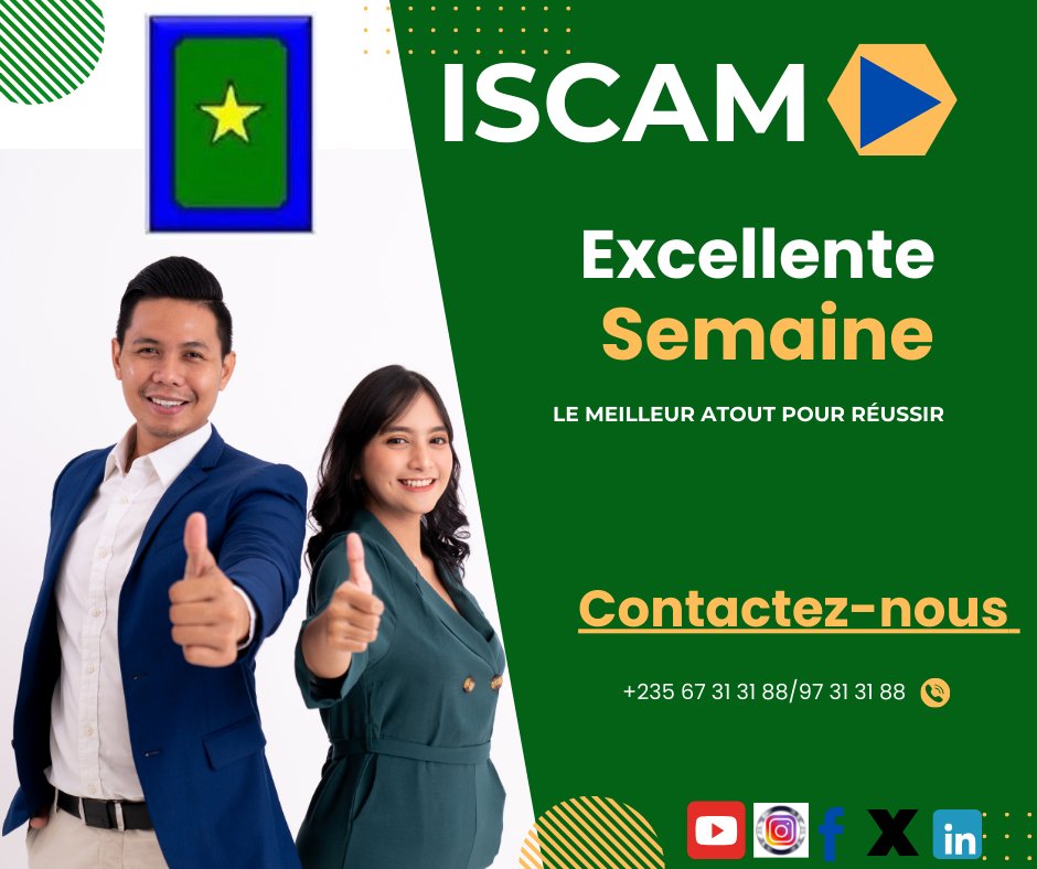 Institut_ISCAM's tweet image. #ExcellenteSemaine
#formationprofessionnelle
 *ISCAM*
     *LE MEILLEUR ATOUT POUR RÉUSSIR *