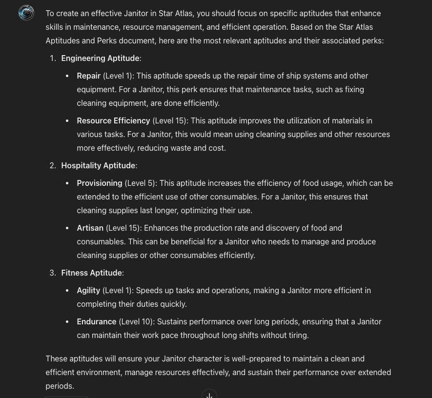 CORE10110's tweet photo. In case you need to know...
What Star Atlas aptitudes make a great Janitor?
@staratlas #Janitor #StarAtlas #Crew #Personalities #Aptitudes #GaliaLoreMaster #GLM #GPT https://t.co/L2H3rCiSdf