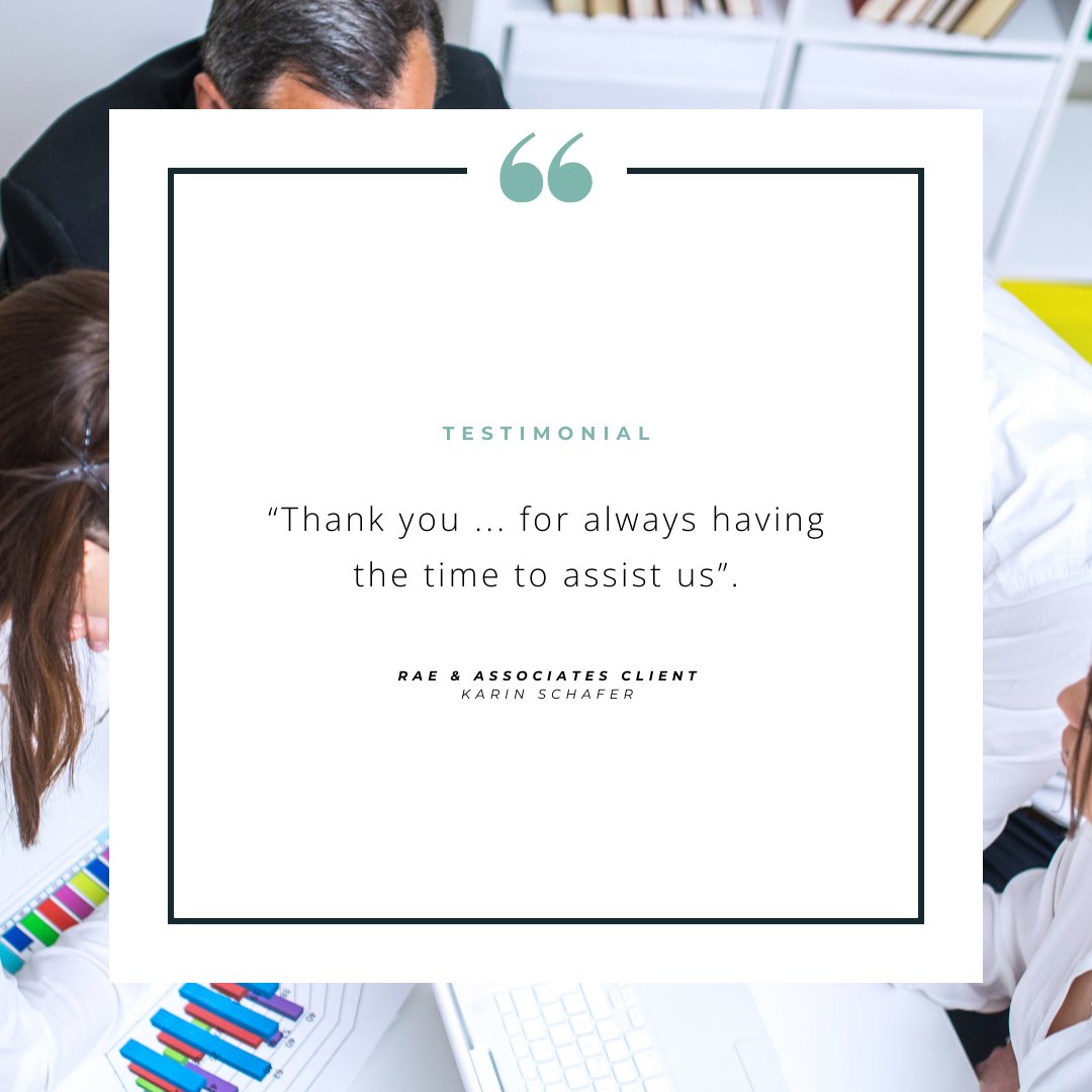 Rae_Associates's tweet photo. "Working with Amelia-Jane Rizzuto has made the monthly task and expectations so much easier. Her enthusiasm to always be able to assist and problem solving is from a high standard... Thank you to you and your team for always having the time to assist us." – Karin Schafer https://t.co/Yom2UKAXco