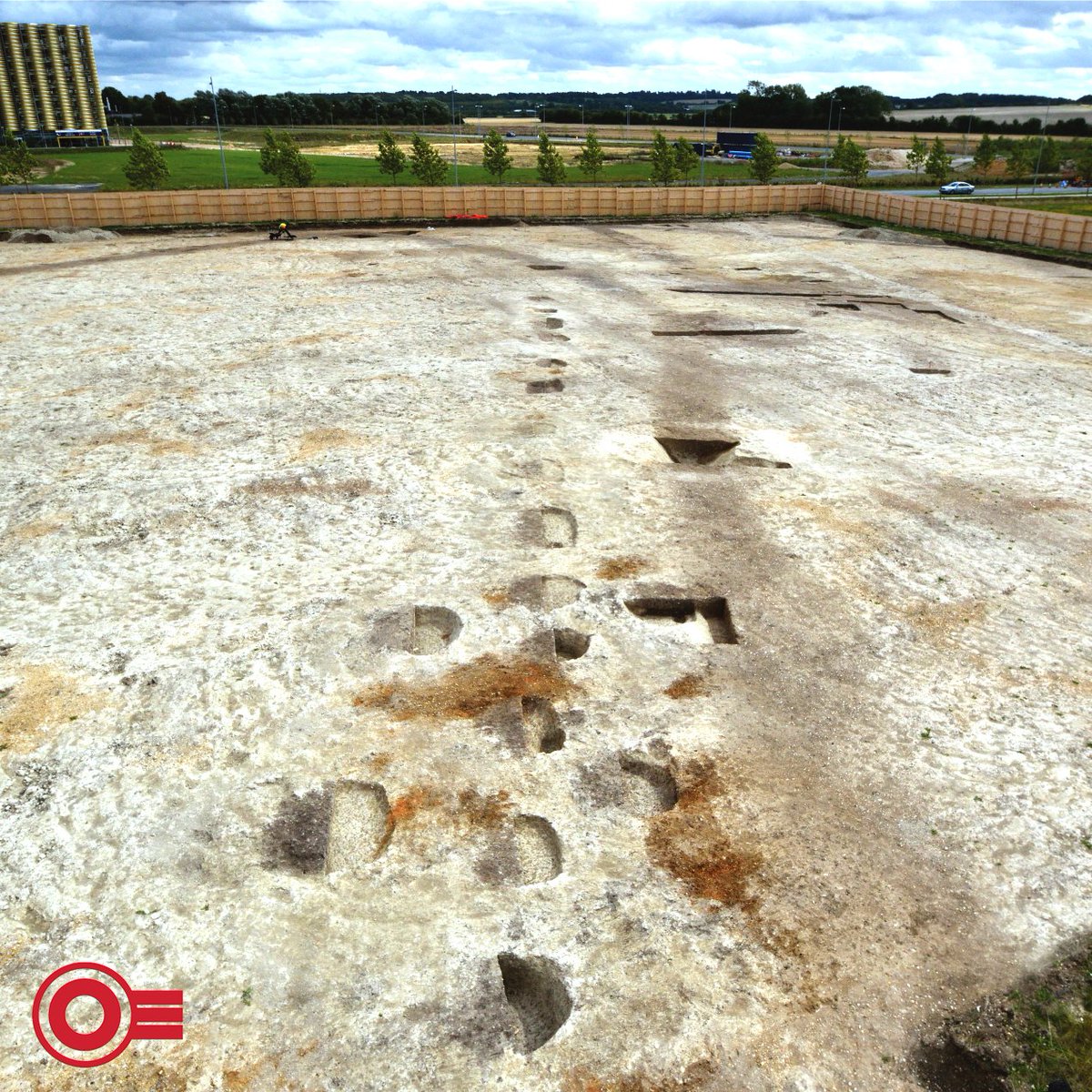 While working on the archaeology of the CBC we found this alignment of Middle Iron Age pits. Made up of 20 pits, 14 of which formed a continuous line, the alignment ran parallel to an earlier ditch and was likely a continuation of the same Middle Bronze Age boundary.