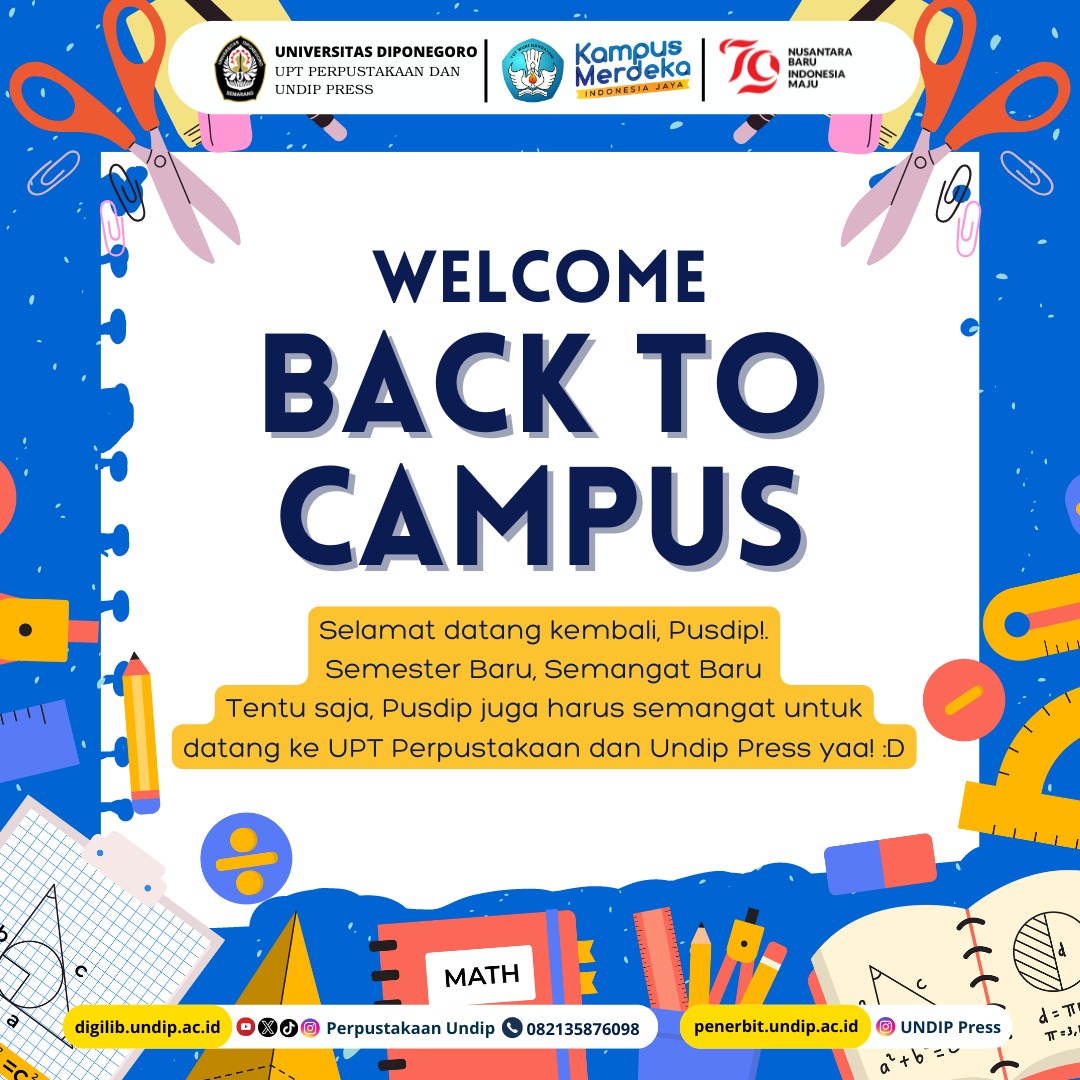perpus_undip's tweet photo. Welcome Back to Campus, Pusdip!
Bahagia sekali menyambut Pusdip di semester baru ini.
@undip #perpusundip #perpustakaan #infokampus #mabaundip #ODMUndip https://t.co/2ppa6zLkiW