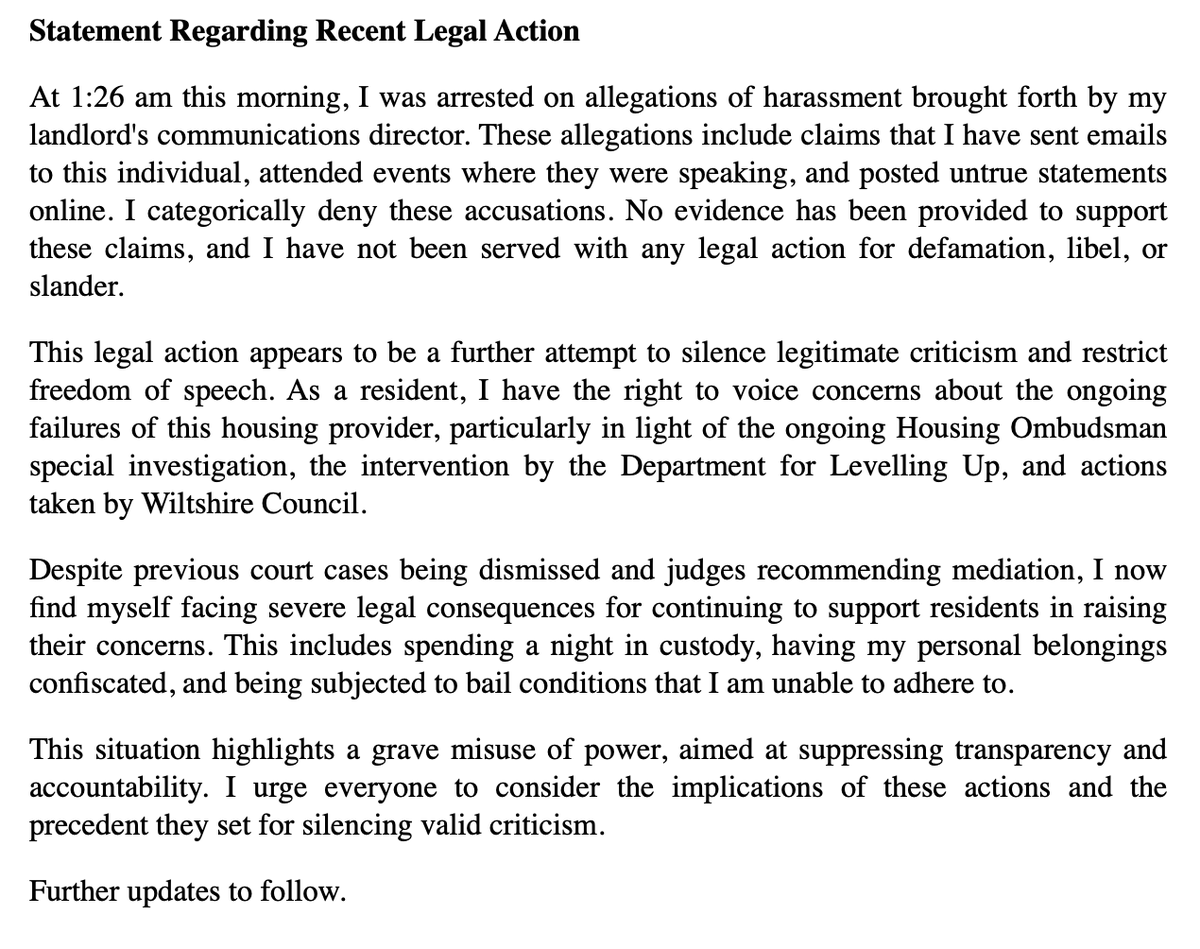 Following my arrest this morning at 1:26am.