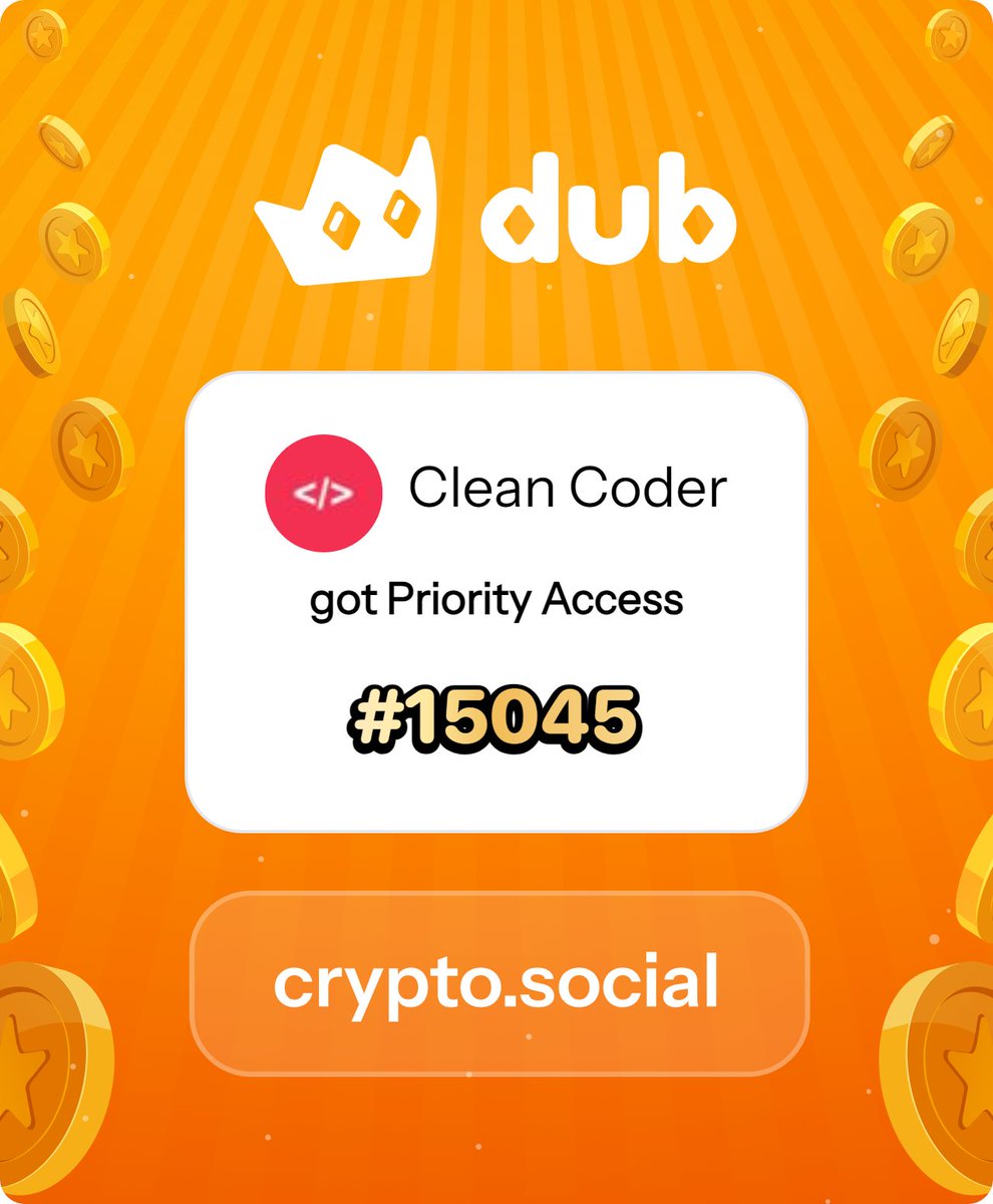 cleancoder7's tweet image. I just got Priority Access to Dub! Let’s make memecoins PvE again. Get in early™. dub.social