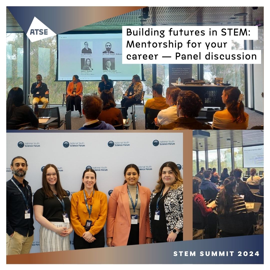 Thanks to the <a href="/NYSFoz/">NYSF - 41yrs in 2025!</a> for inviting us to host a panel discussion at their 2024 #STEMSummit.

ATSE team members, Laura Navarro &amp; Tamara McGregor led an insightful session on ‘Building futures in STEM: Mentorship for your career’.

More on #IMNIS: atse.org.au/what-we-do/pat…
@navlala