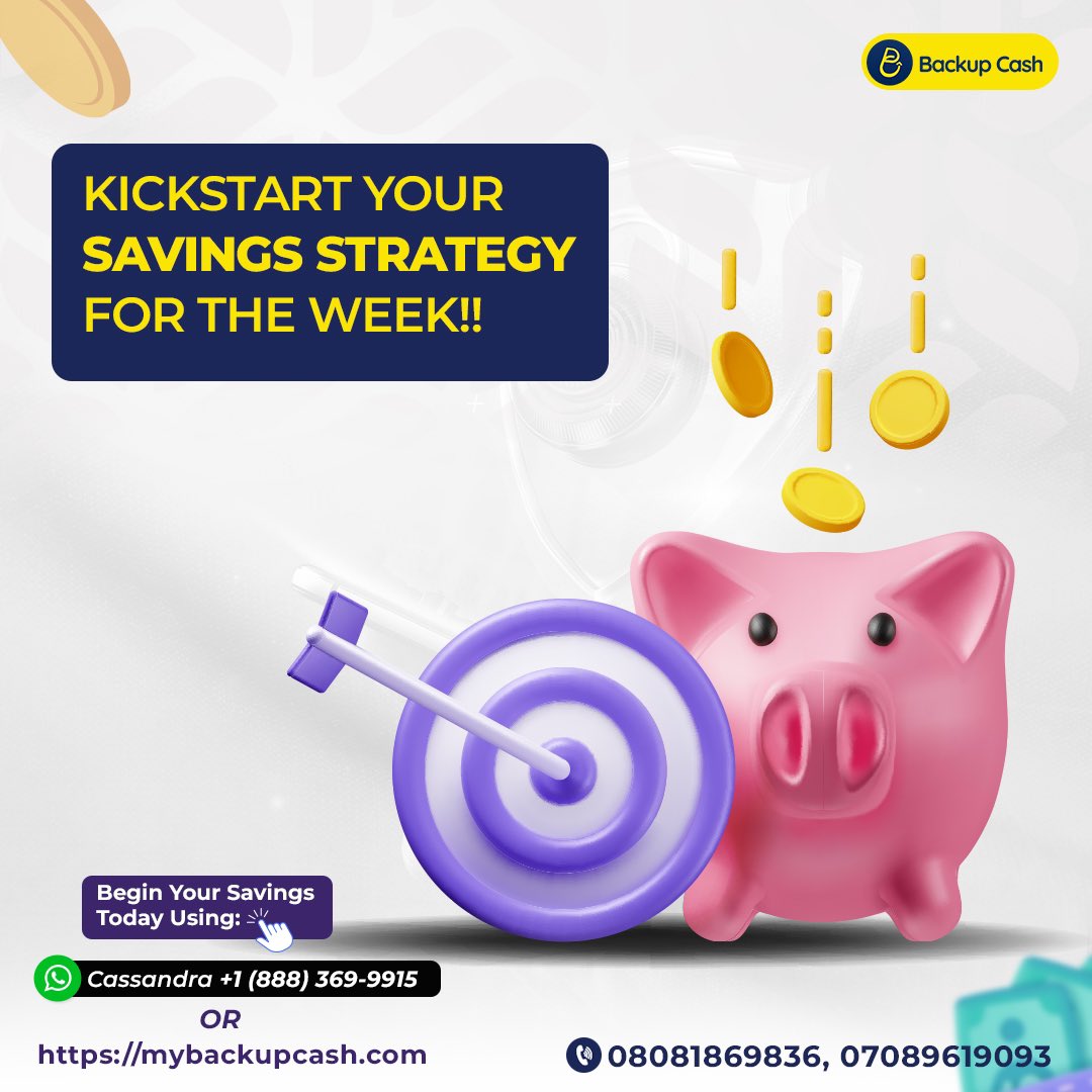 mybackupcash's tweet photo. Kickstart your week by boosting your savings. Set a little aside today, and turn your Monday blues into green gains. Your future self will thank you! 💸✨

#smartsavings #mybackupcash #savingstip https://t.co/OmlaQKOv8q