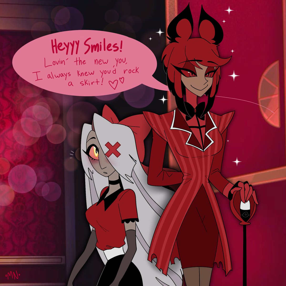 mister_nebulous's tweet photo. She looks…different now… 🎀🦌

I need to draw Vaggie more, she’s very cute ❤️
#vaggastor #radiomoth https://t.co/E3Sge3XicX