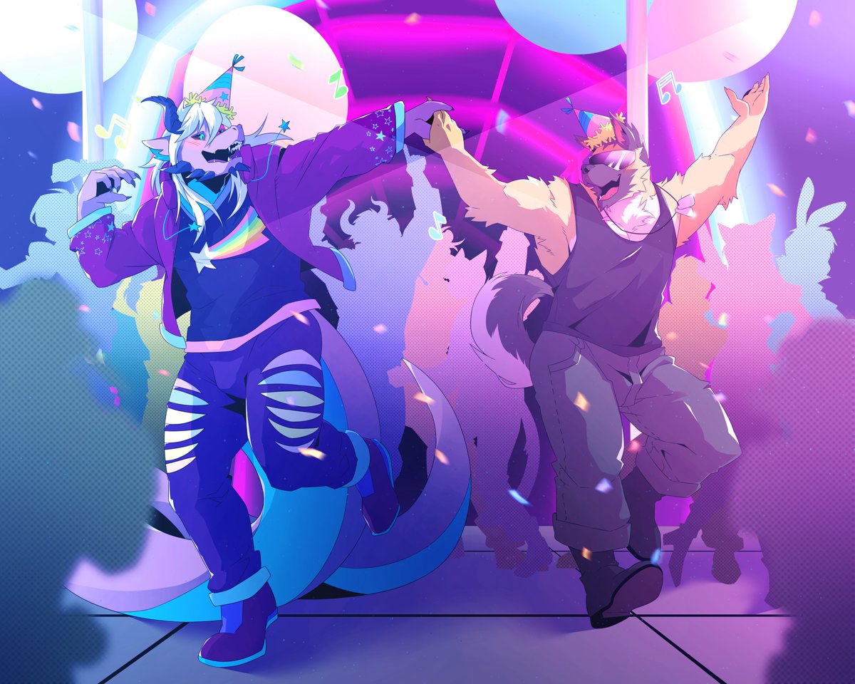 @kikuruffruff.bsky.social | comm open! (@kikuruffruff) on Twitter photo One winner of the 3 Free Comms, <a href="/Behemoth_Z/">Maikode Zypheros, Adventuring Behemoth</a> , featuring his OC, Omni, and my pup, Rock, dancing celebrating Omni's birthday party in his bar, Midnight Crystal!
Happy Birthday Omni, and thank you for participating! One winner of the 3 Free Comms, <a href="/Behemoth_Z/">Maikode Zypheros, Adventuring Behemoth</a> , featuring his OC, Omni, and my pup, Rock, dancing celebrating Omni's birthday party in his bar, Midnight Crystal!
Happy Birthday Omni, and thank you for participating!
