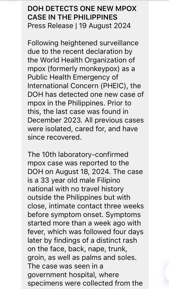 Joseph_Morong's tweet photo. BREAKING: Philippines detects first case of monkeypox @gmanews @24OrasGMA https://t.co/DhGfbMEocu