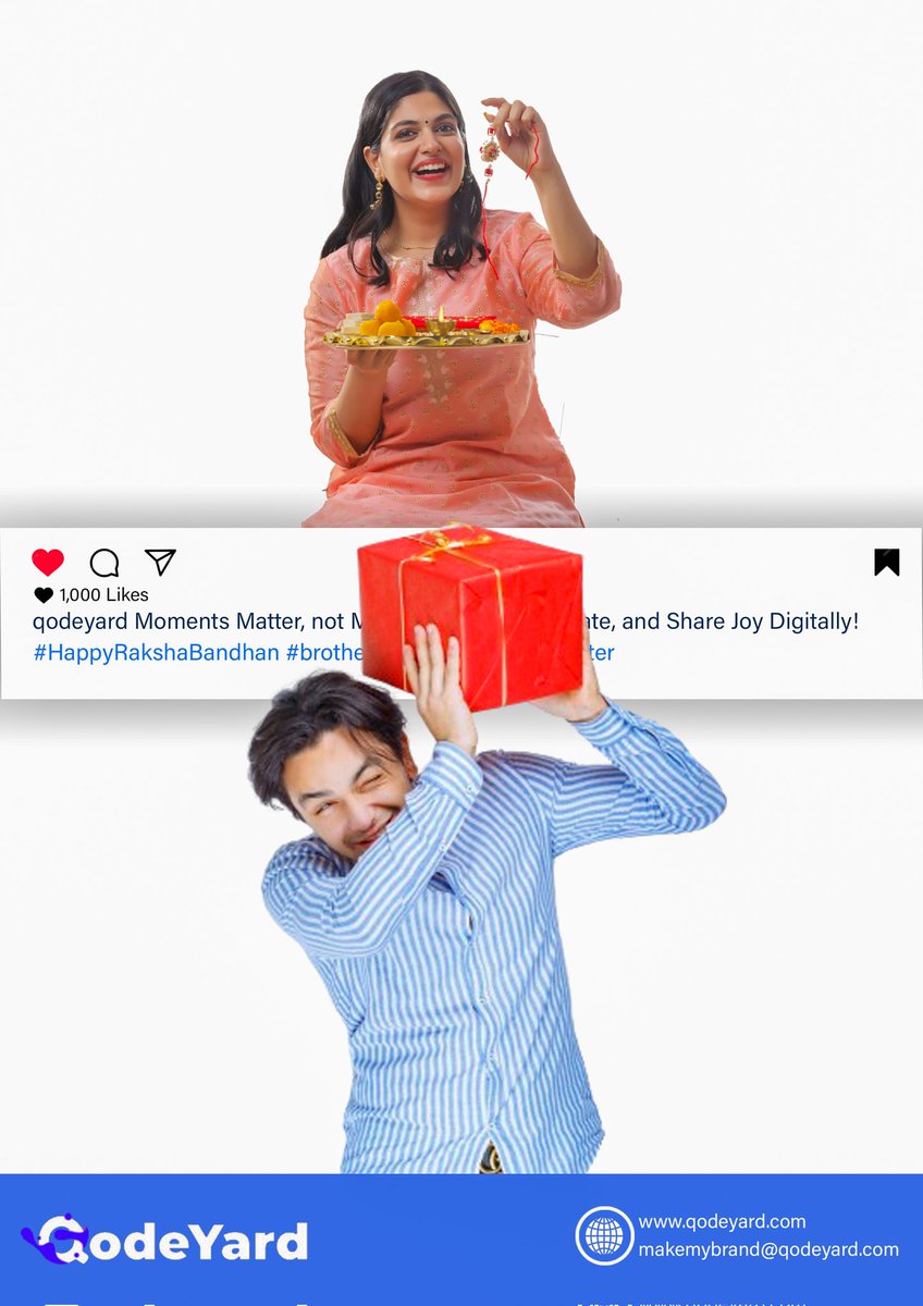 QodeYard's tweet photo. 💫 Moments Matter, Not Miles 💫

This #RakshaBandhan, celebrate the special bond no matter the distance! Whether you're near or far, share love, joy, and laughter digitally with your siblings. 🌐❤️
At Qodeyard, we make connecting easy through seamless digital experiences. https://t.co/64WGhzBUxv