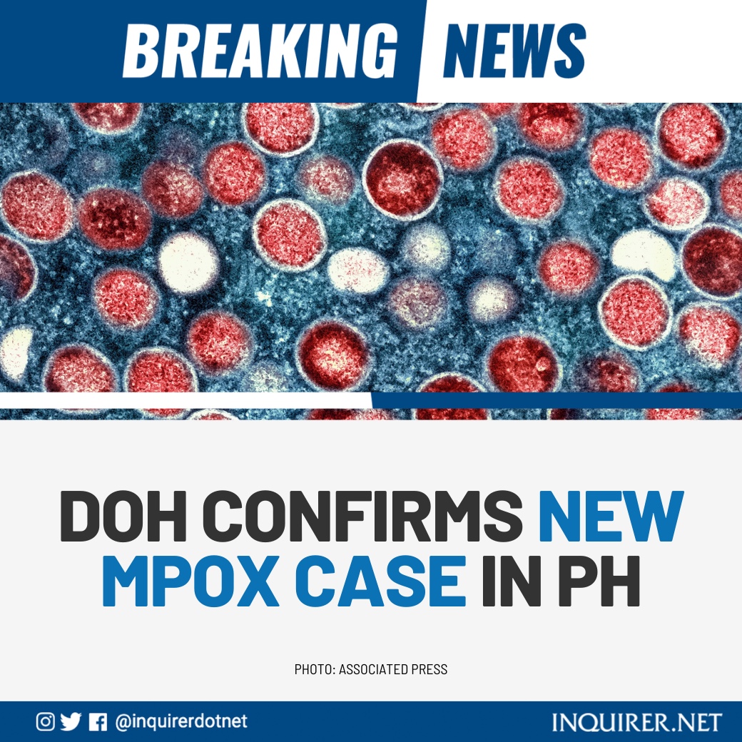 inquirerdotnet's tweet image. BREAKING: The DOH has detected one new case of monkeypox, also known as mpox, in the country. The 10th laboratory-confirmed mpox case was reported to the DOH on Sunday, Aug. 18. This is after the WHO declared mpox a global public health emergency for the second time in two years.…