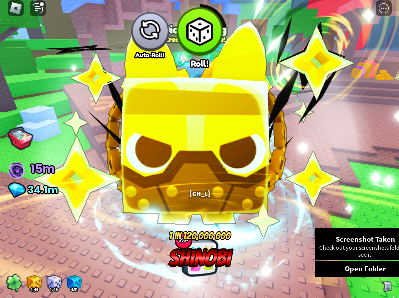 ObscurativeYT's tweet photo. Just got a golden Shinobi with a 1 in 120M chance #PetSimulator99 #petsimulator #PetSim99 https://t.co/hdJ10BS7rA