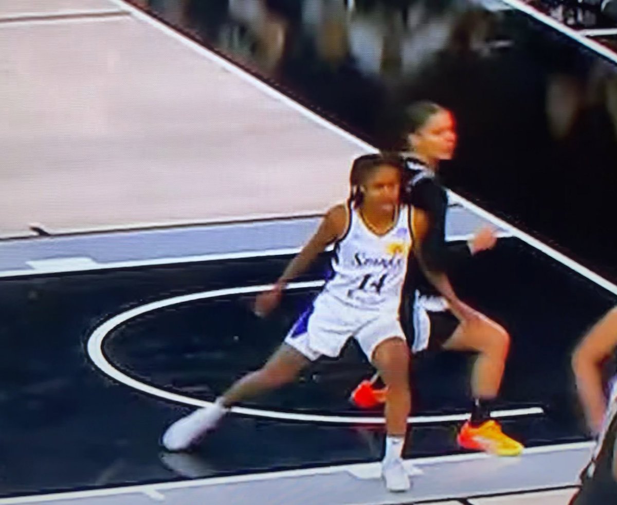 TNTeamPride's tweet photo. TTP alumnae with a @WNBA post matchup. @Alysha_Clark  doing her Shaq impersonation vs @crystald2_  . (No help needed 😀) https://t.co/pYkVCTnuOC