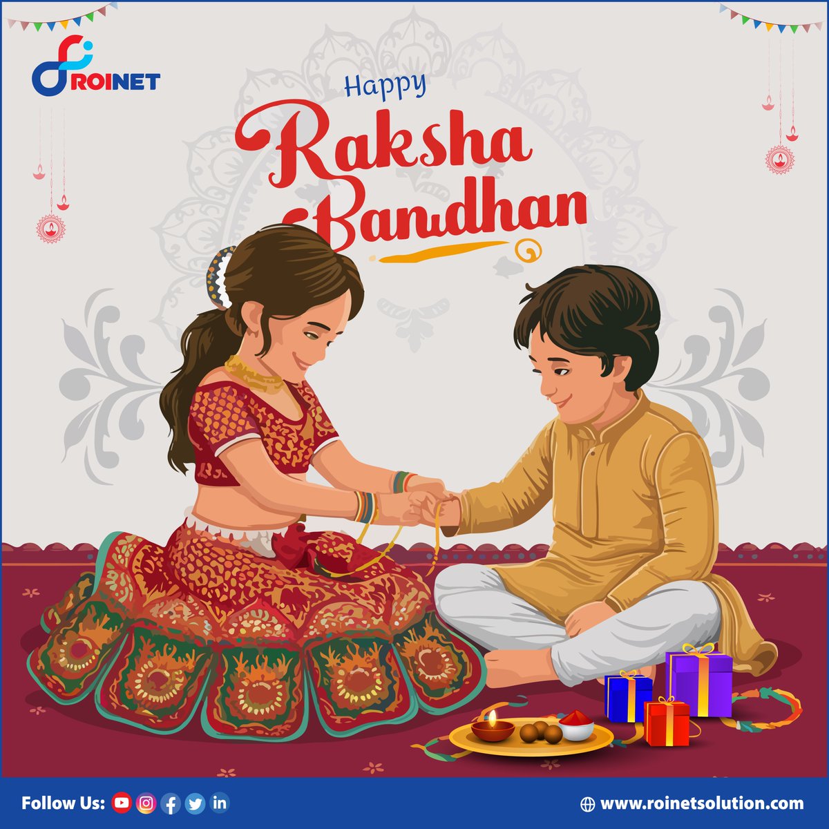 roinetsol's tweet photo. With love, care, and protection as our guide,
Let’s strengthen the bonds that abide!
This Raksha Bandhan, let the sacred thread symbolize the bond of trust and reliability that ROINET shares with its clients.
Wishing everyone a blessed Raksha Bandhan!
#RakshaBandhan #ROINET https://t.co/QznLLlpwk7