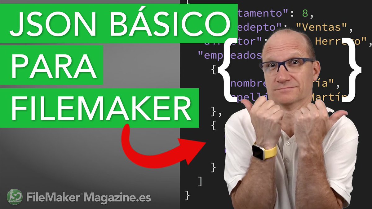 soyjavidura's tweet photo. JSON es un formato de texto sencillo para el intercambio de datos. En este vídeo de @FileMakerMag_ES tienes algunos ejemplos básicos de  cómo usarlo en #FileMaker (porque sí o sí vas a tener que usarlo).
(Vídeo gratuito)
https://t.co/OsjBM180d2
#muchoFileMaker https://t.co/dD5VRTMXtJ