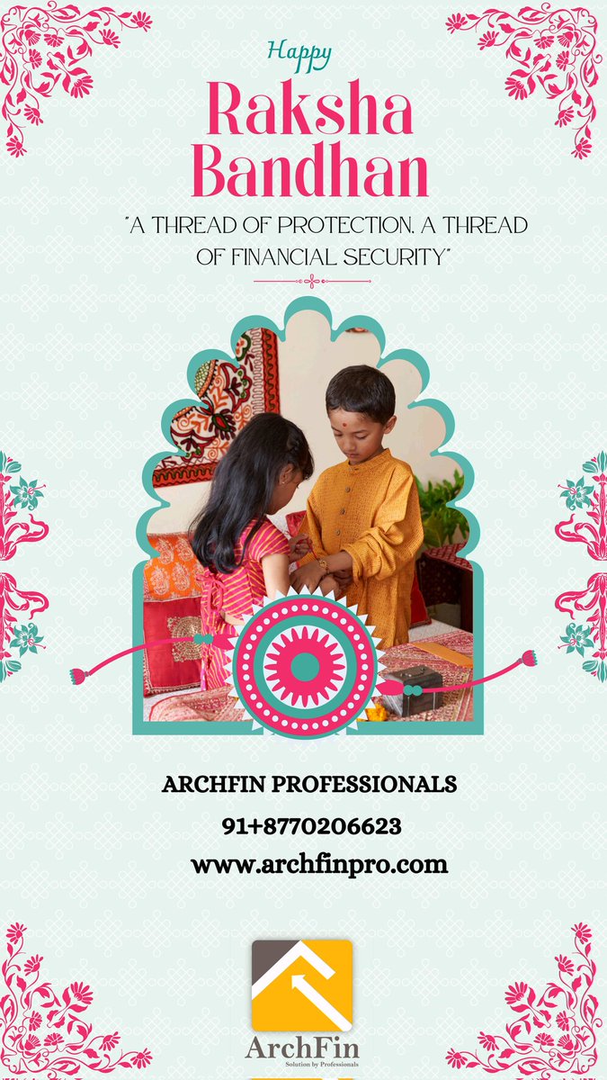ArchfinLimited's tweet photo. ✨✨🎊On this auspicious occasion of Raksha Bandhan ArchFin Professionals is wishing you all a very happy Rakshabandhan 🥳🥳

Just like the God Vishnu promised Parwati ji to always be there for her in every low and high in the life ❤️ same we humans promise to each other 💕 https://t.co/XCtSysk9Yf