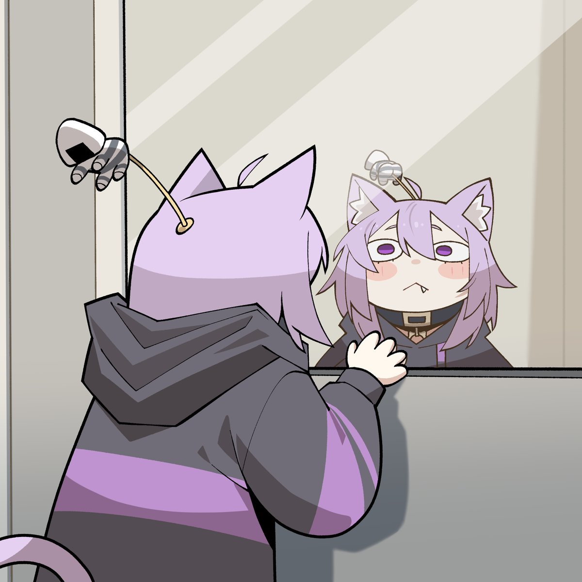 kikikiko84's tweet photo. 🐱🪞
 #絵かゆ https://t.co/XwPqSItyPL