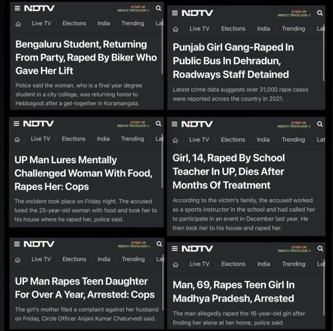 ShwetaKukreja_'s tweet photo. India in last 24 hours. 

What is wrong with these people? Its sick. https://t.co/x2yhrIF9XN