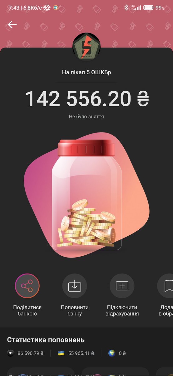 Доброго дня шановні Українці і всі небайдужі ми потроху йдемо до мети на закупівлю пікапа для наших захисників і я дуже вдячний всим хто донатить і робе репости. Ми сильні ми незламні а наші воїни які нас захищають це все що ми маємо. Слава Україні!!!!! Героям слава!!!!