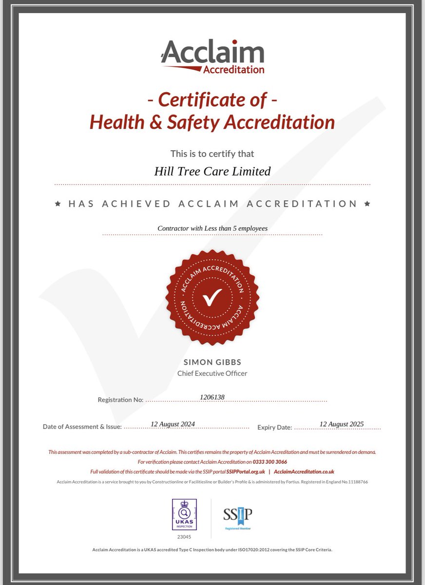 HillTreeCare's tweet photo. We are proud to announce that Hill Tree Care has once again achieved Constructionline Gold accreditation. 

We are dedicated to health &amp; safety and high quality workmanship.

Please contact us for your tree and vegetation requirements. 

0121 448 5459
https://t.co/5kxIldgWxG https://t.co/7zP2v0bFbK