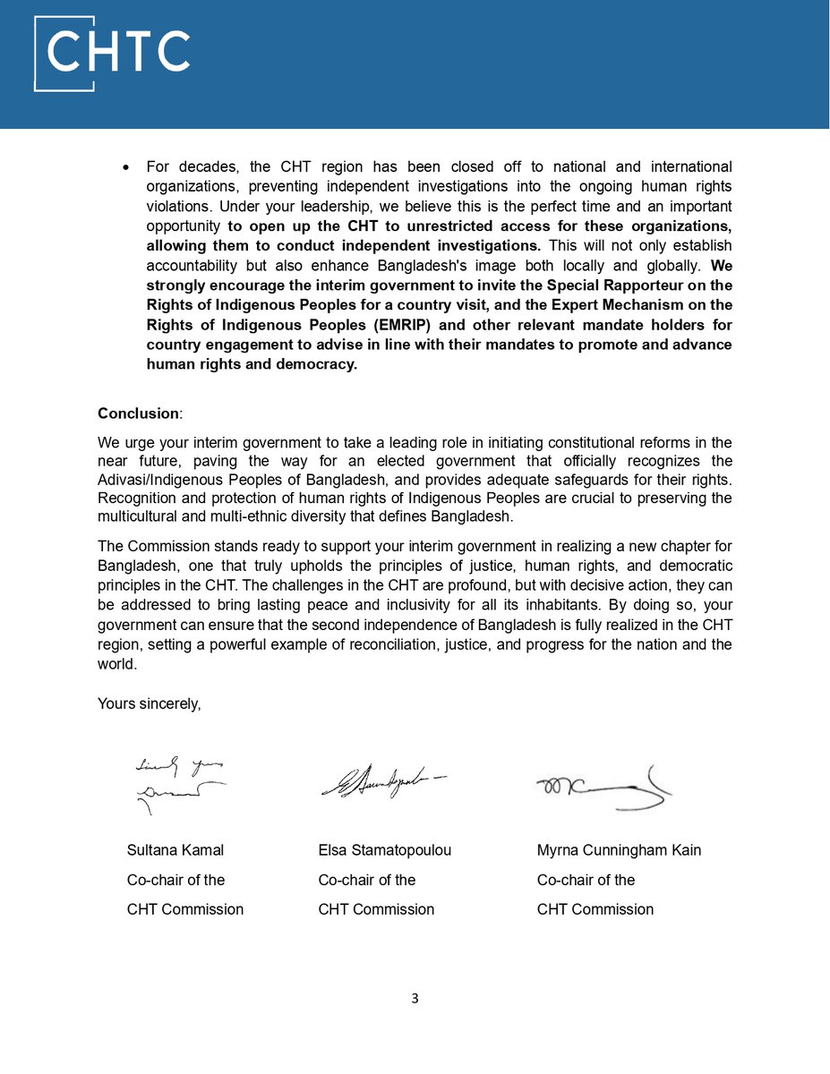 ChtCommission's tweet photo. The CHT Commission urges the interim government of Bangladesh to prioritize six crucial issues, ensuring that the people of CHT can fully experience the nation's 2nd independence. #CHT #BangladeshCrisis @binadcosta   @KhushiKabir @UN4Indigenous https://t.co/Bbk8wF9DEI