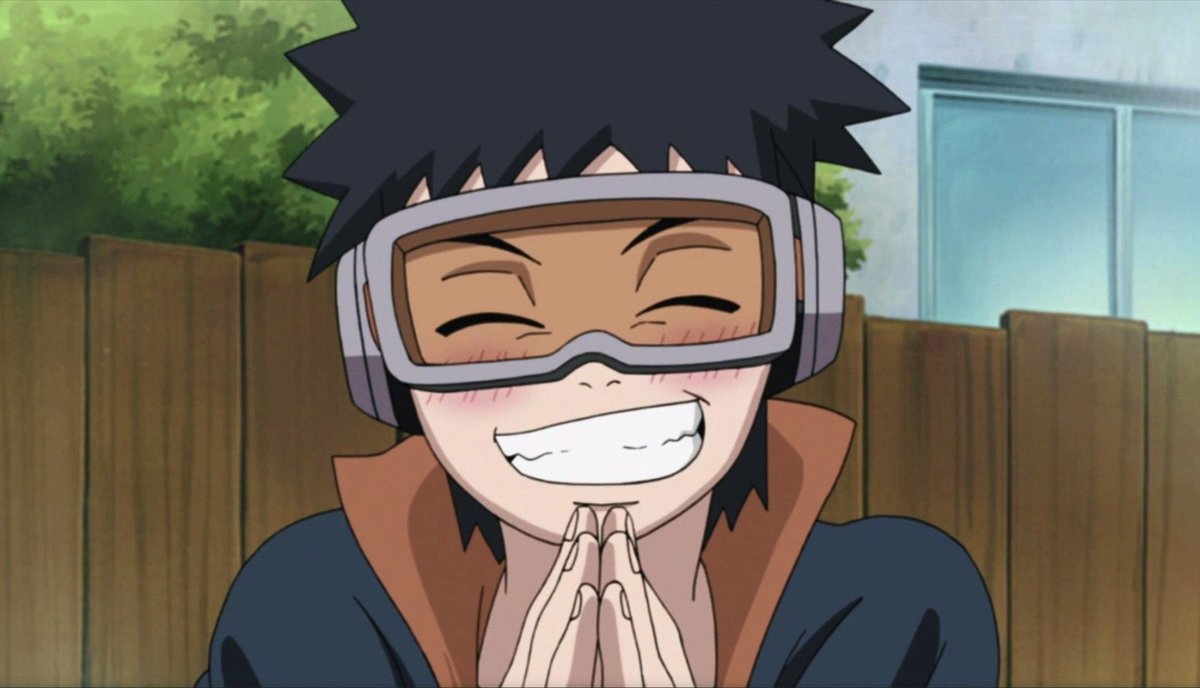 “เหะ ๆ ก็จริงของนายแฮะ ✨”

เพราะความหัวช้าของโอบิโตะ ก็เลยลืมนึกถึงเรื่องนี้ไปเลย 

“ถ้าหมู่บ้านเงียบสงบดี ก็แปลว่าไม่มีสงคราม ! แบบนี้ก็มีเวลาฝึกฝนเยอะด้วย” 

พอจินตนาการถึงโลกที่ไร้ซึ่งสงคราม ก็ทำให้เขายิ้มออกมาอย่างร่าเริง

“ฉันจะเติบโตขึ้นมาอย่างแข็งแกร่ง นายรอก่อนนะ !”